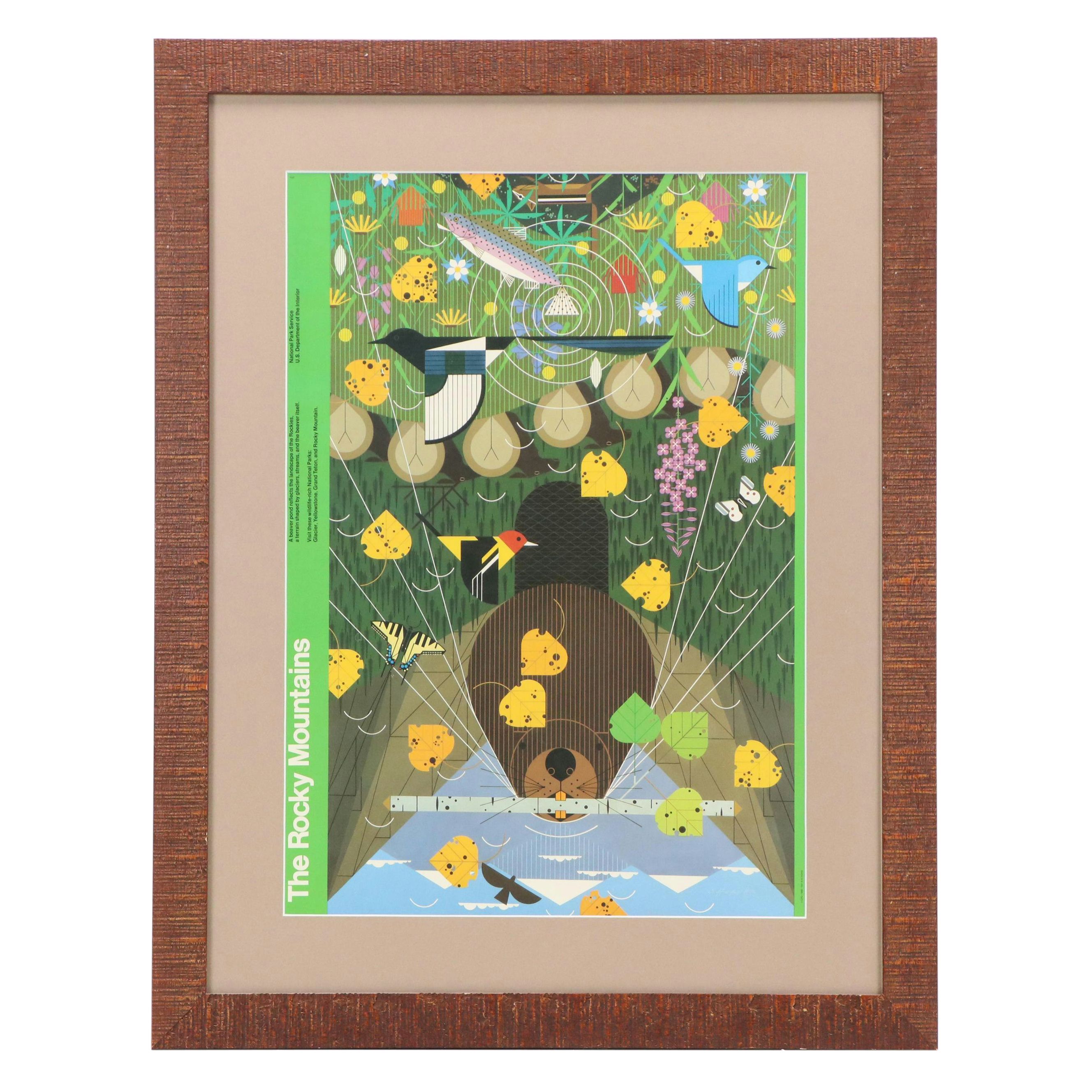 Halftone Poster After Charley Harper "The Rocky Mountains," Late 20th Century