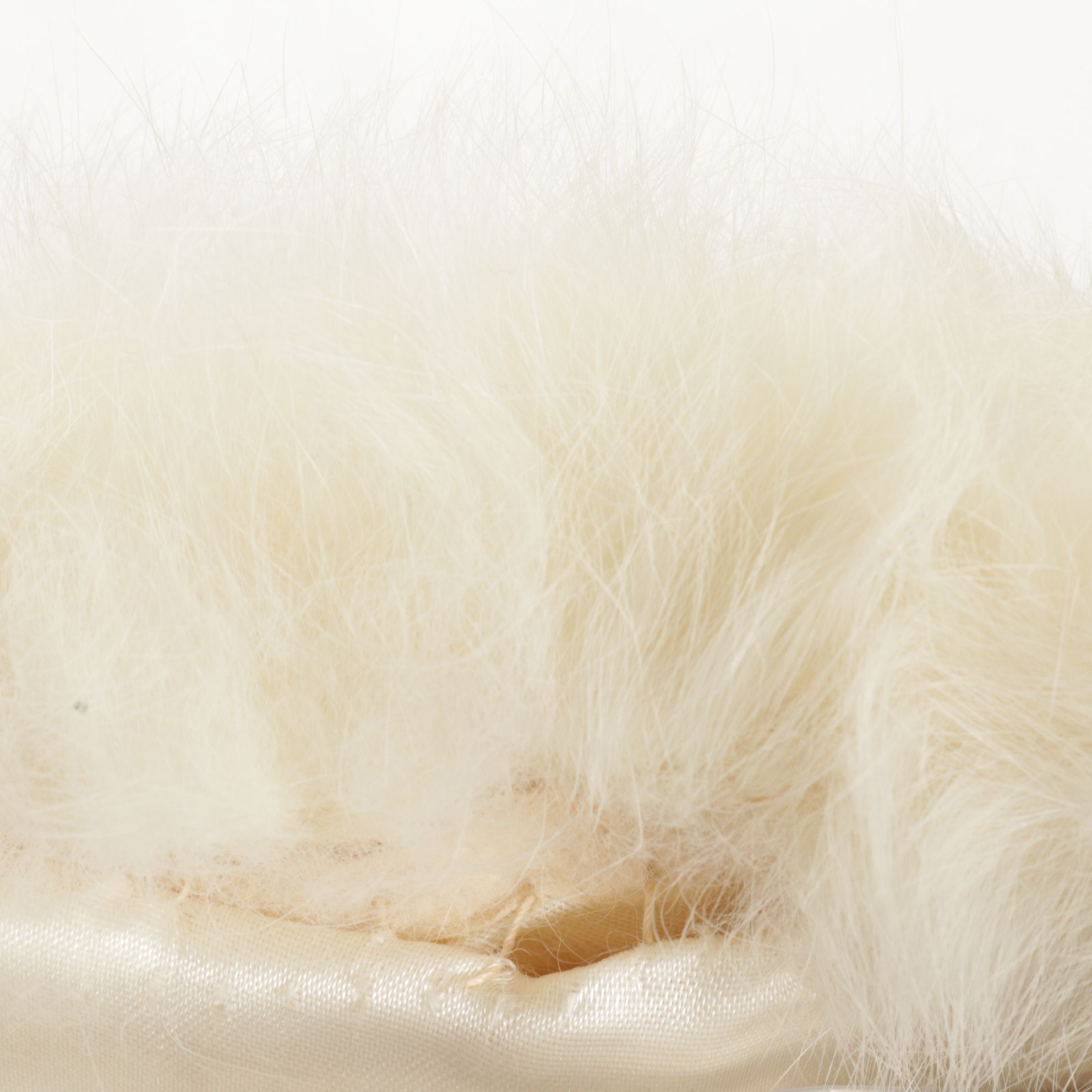 White Rabbit Fur Wrap Stole with Pom-Pom Buttons