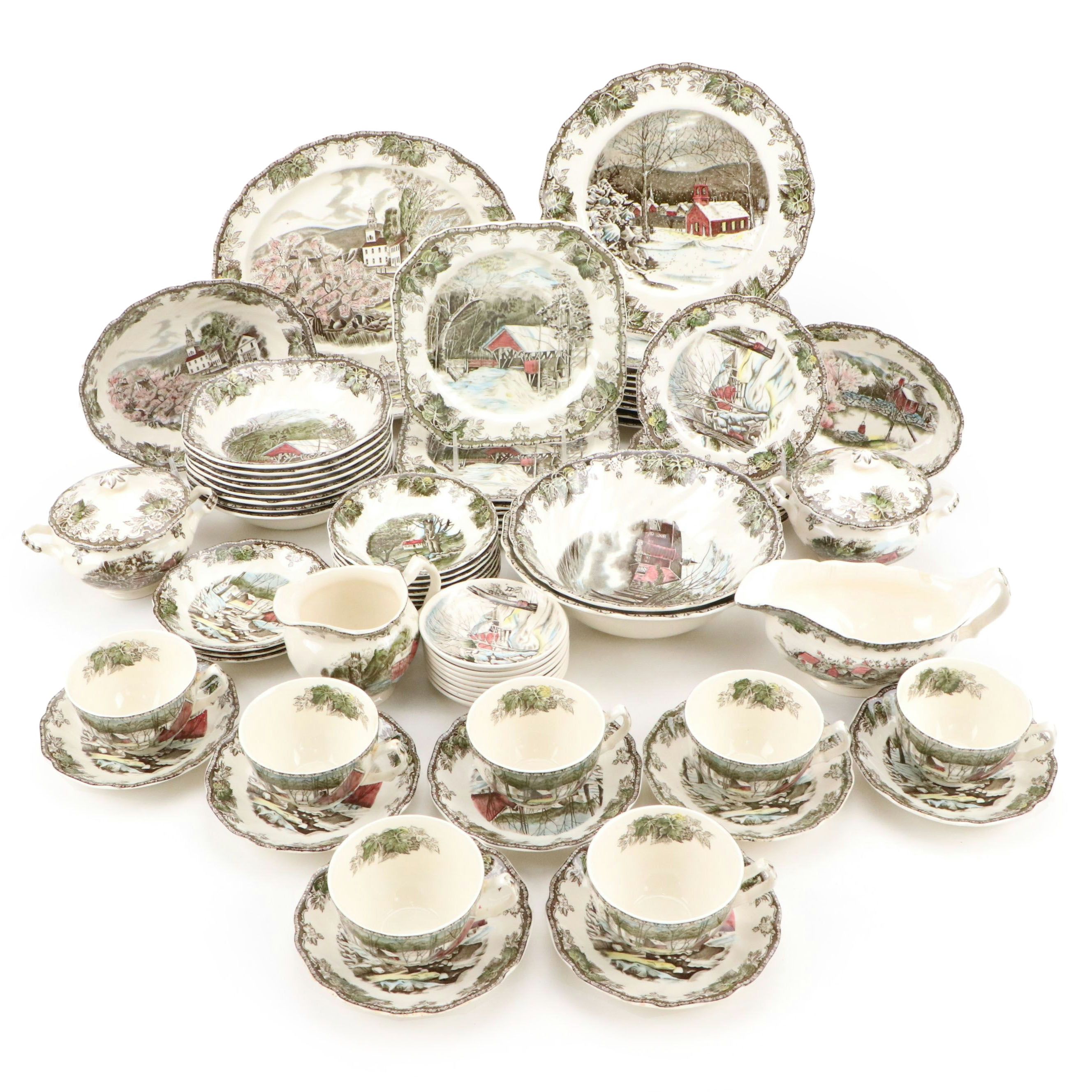 Johnson Bros "The Friendly Village" Ceramic Dinnerware, Mid to Late 20th Century