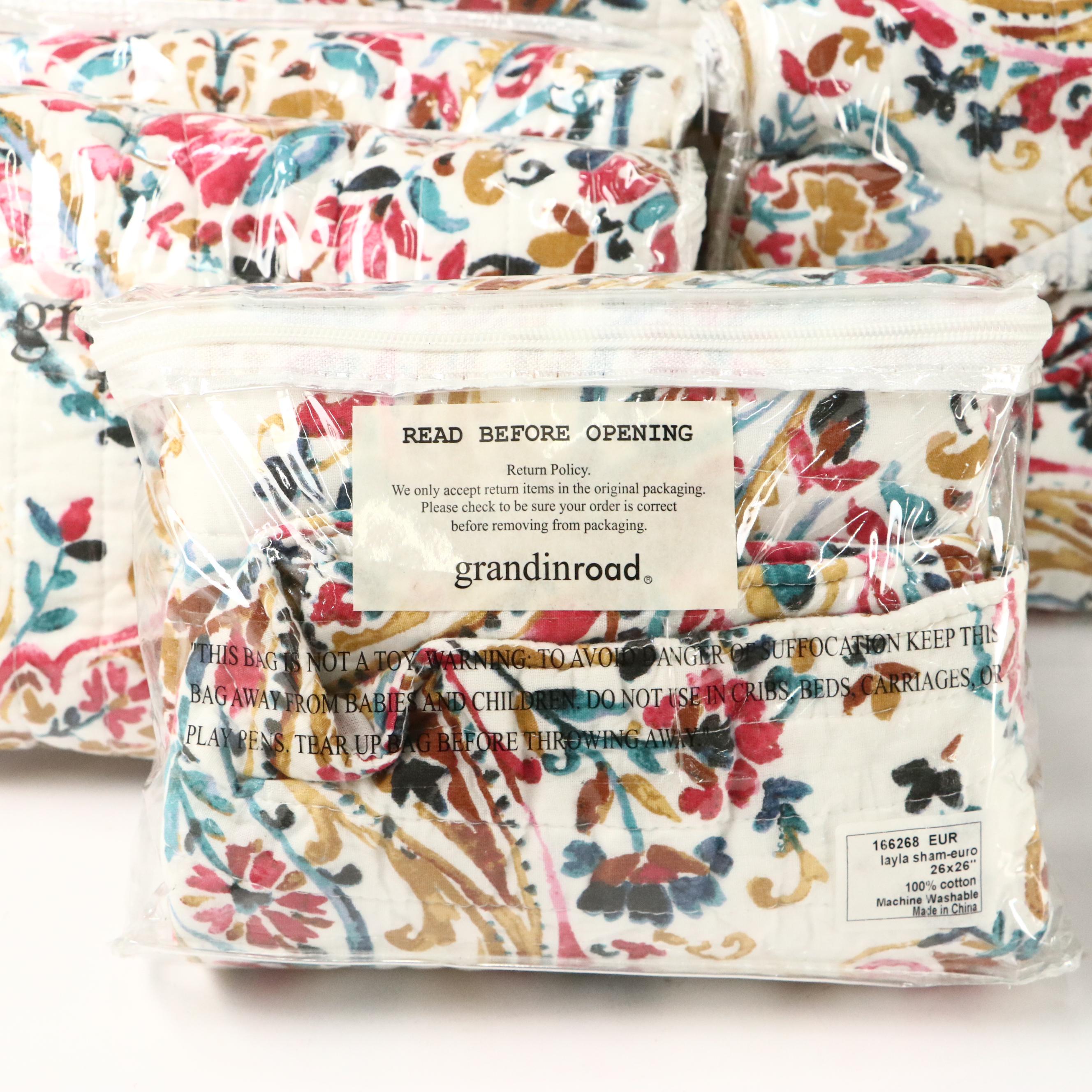 Grandin Road "Layla" King Sized Quilt and Shams