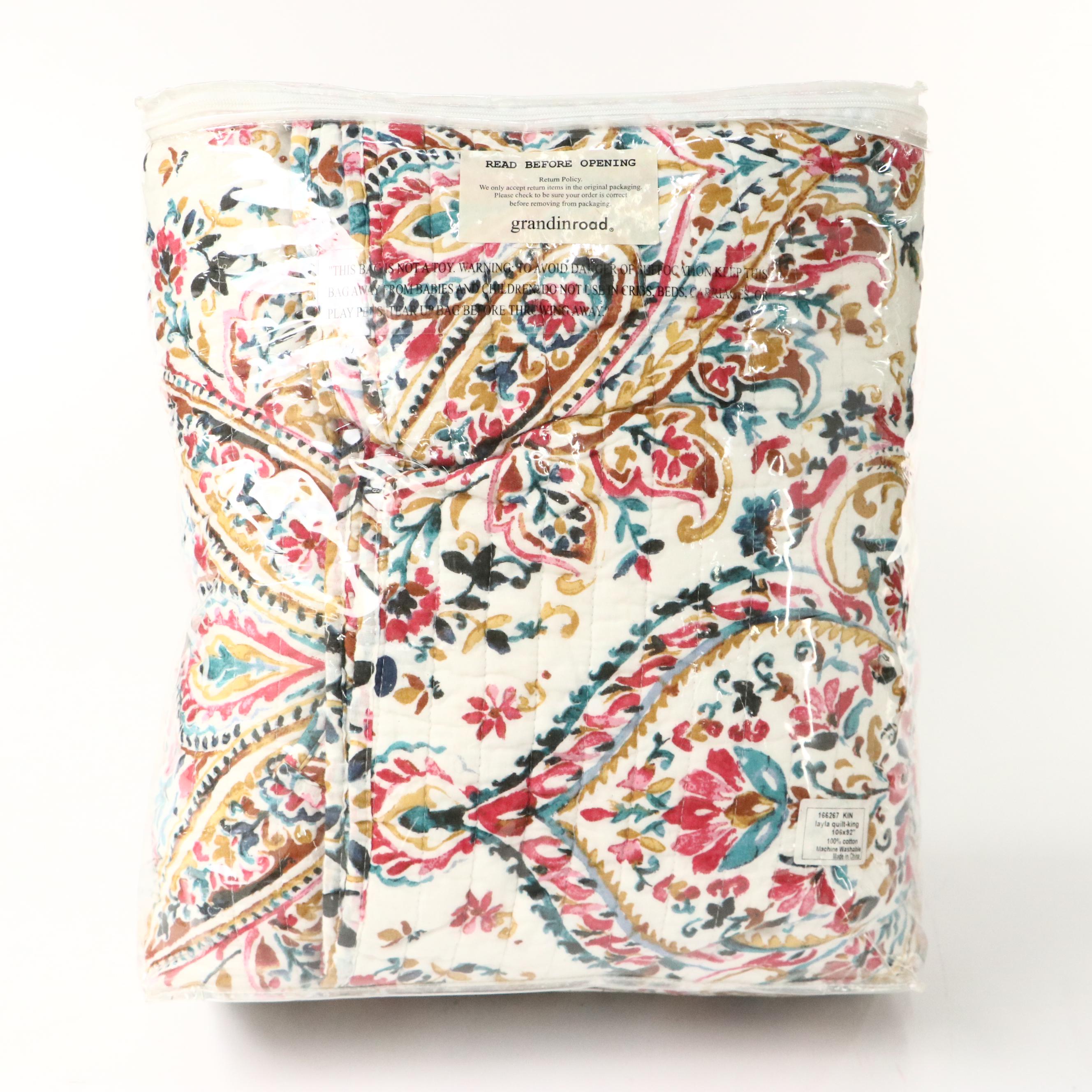 Grandin Road "Layla" King Sized Quilt and Shams