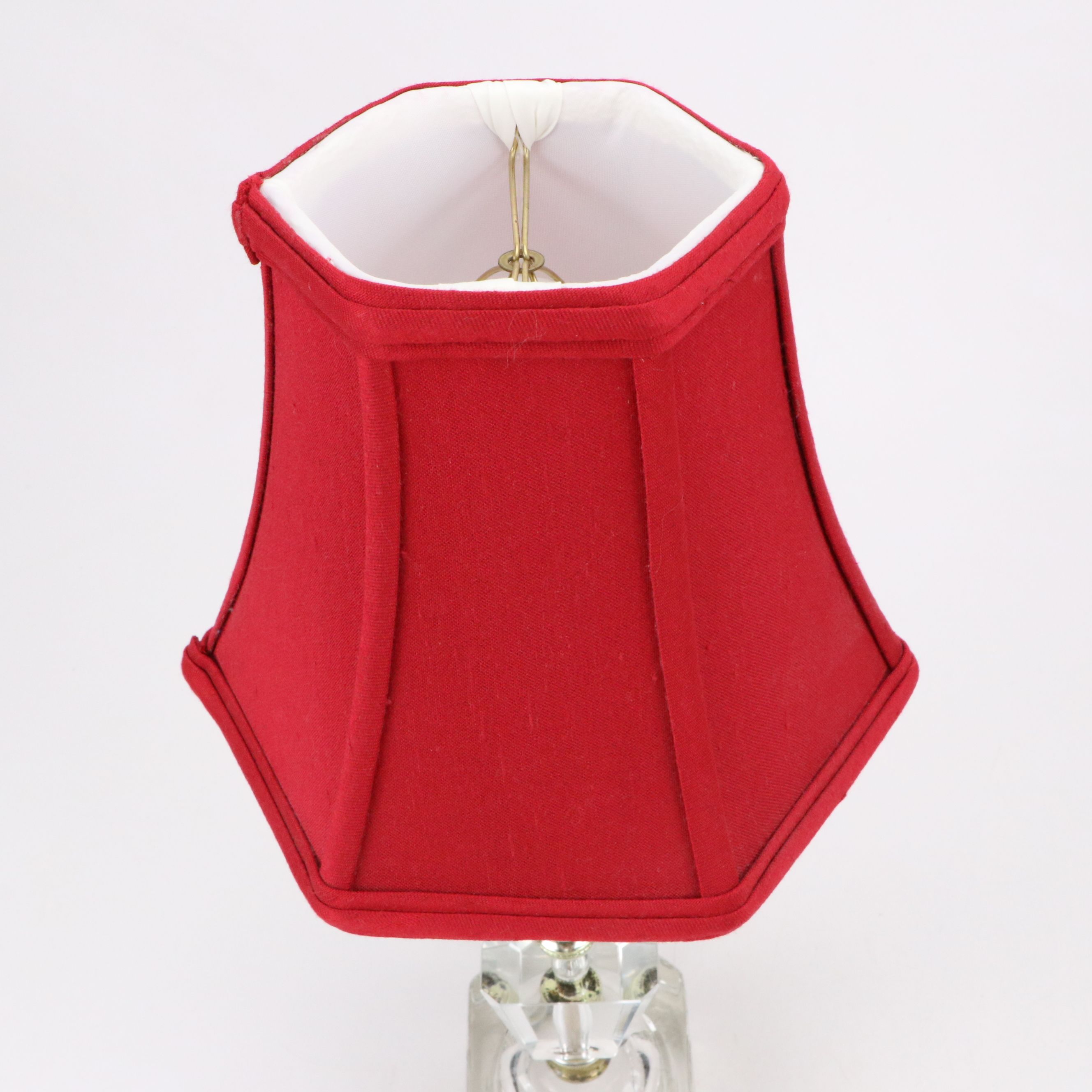 Pair of Hollywood Regency Glass Boudoir Lamps with Paneled Bell Shades