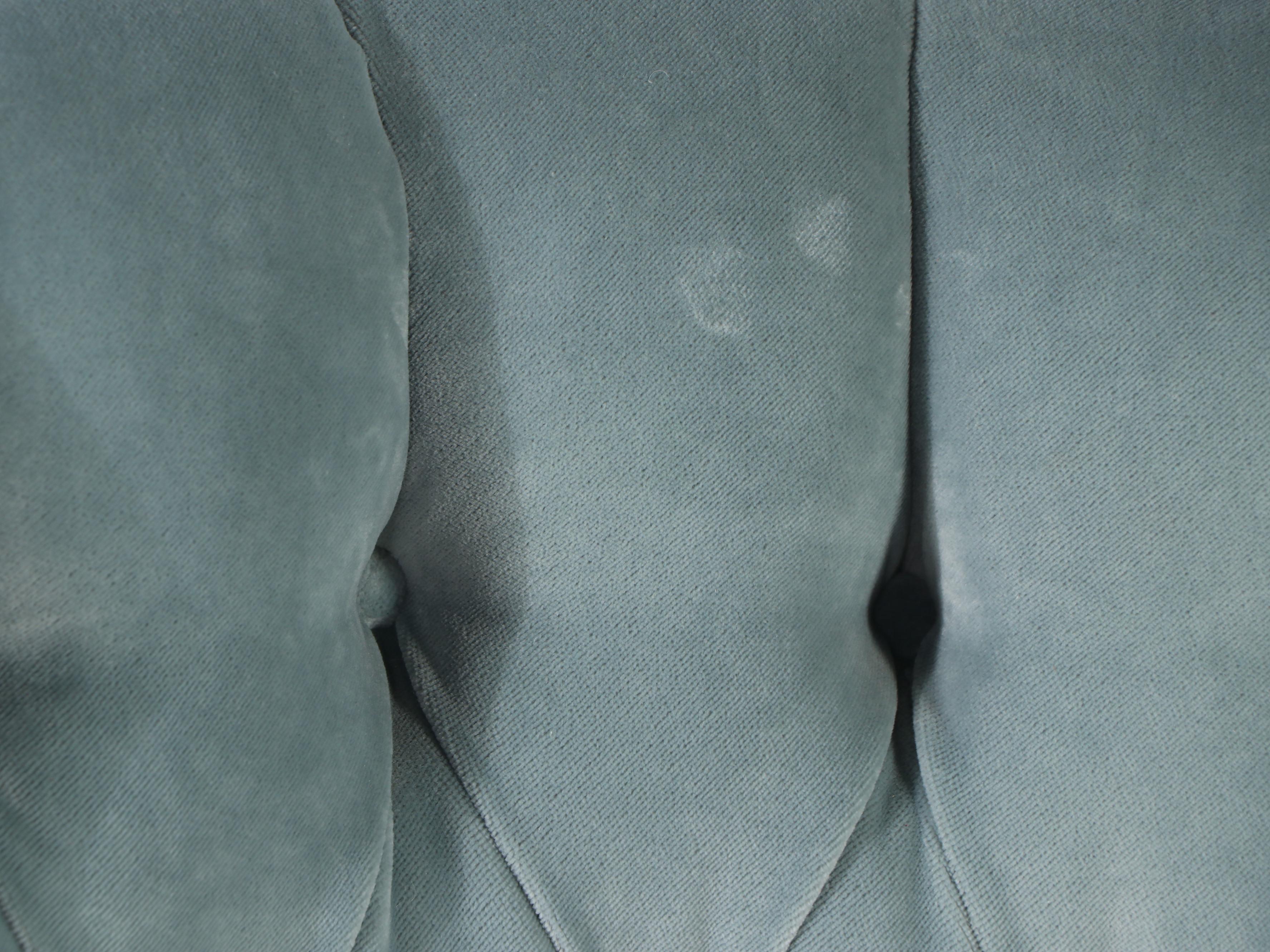 Pair of Regency Style Button-Tufted Velvet Upholstered Walnut Armchairs