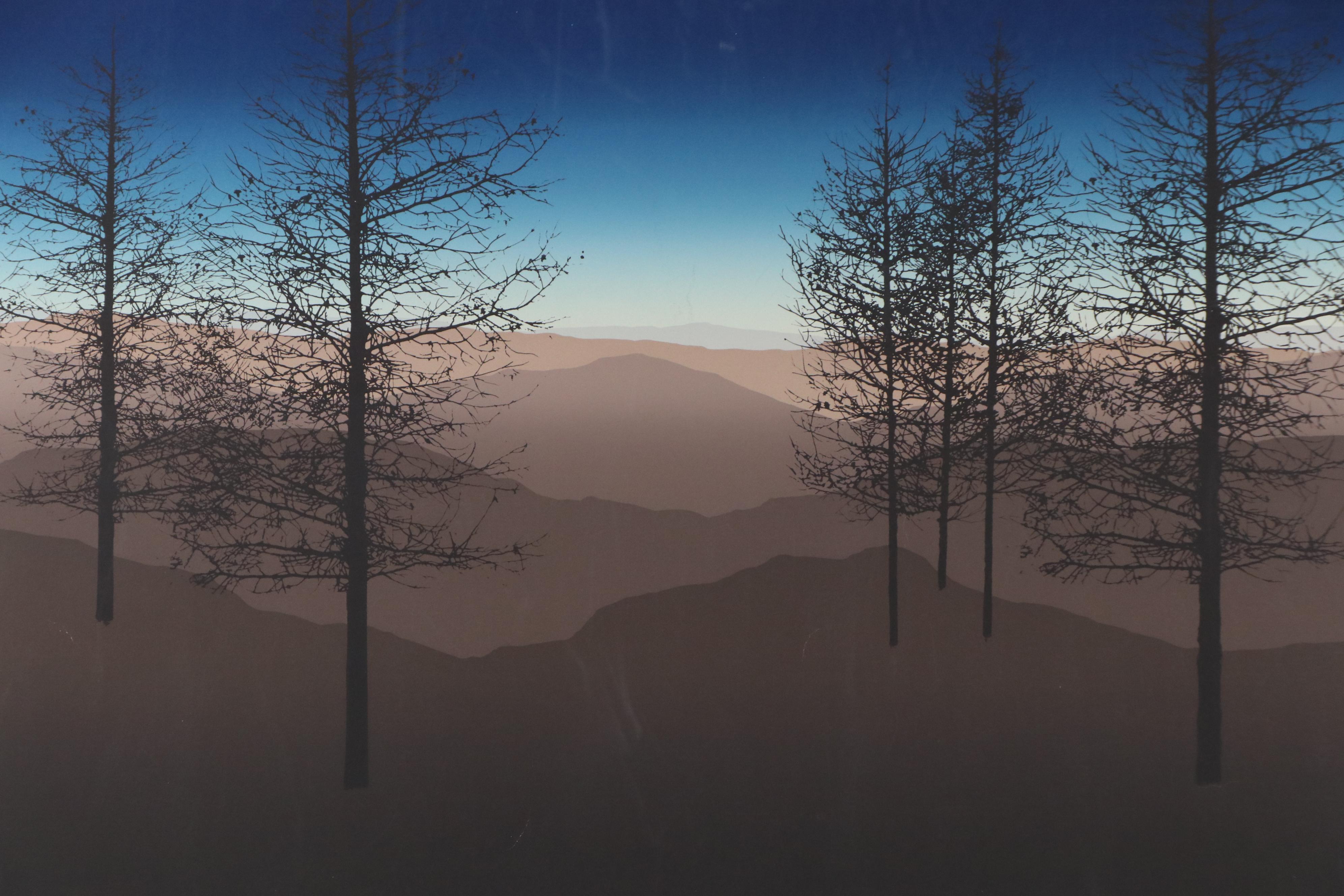 Wilderness Landscape Serigraph "Last Light," Late 20th Century