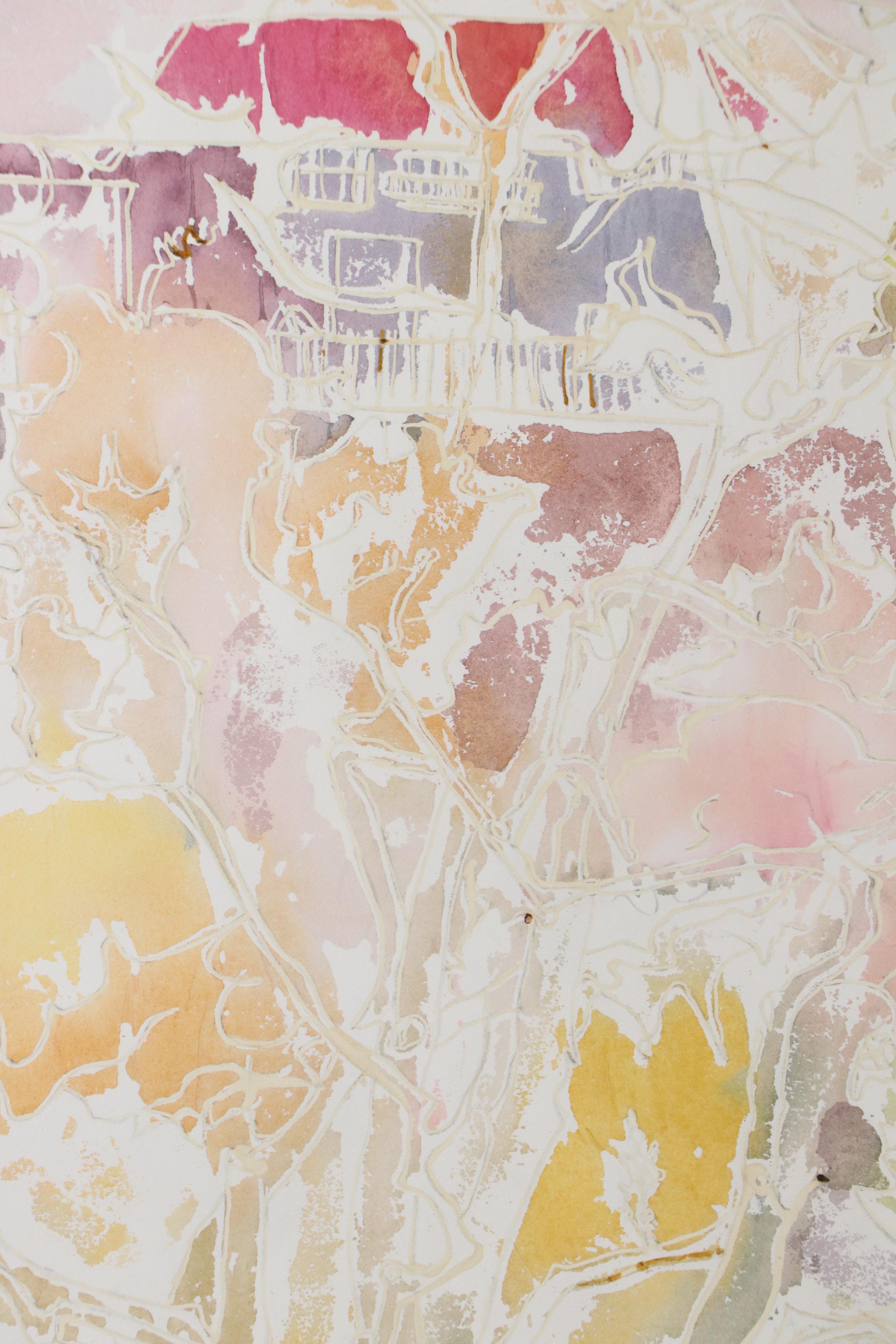 Bramson Colorful Landscape Watercolor Painting, Late 20th Century