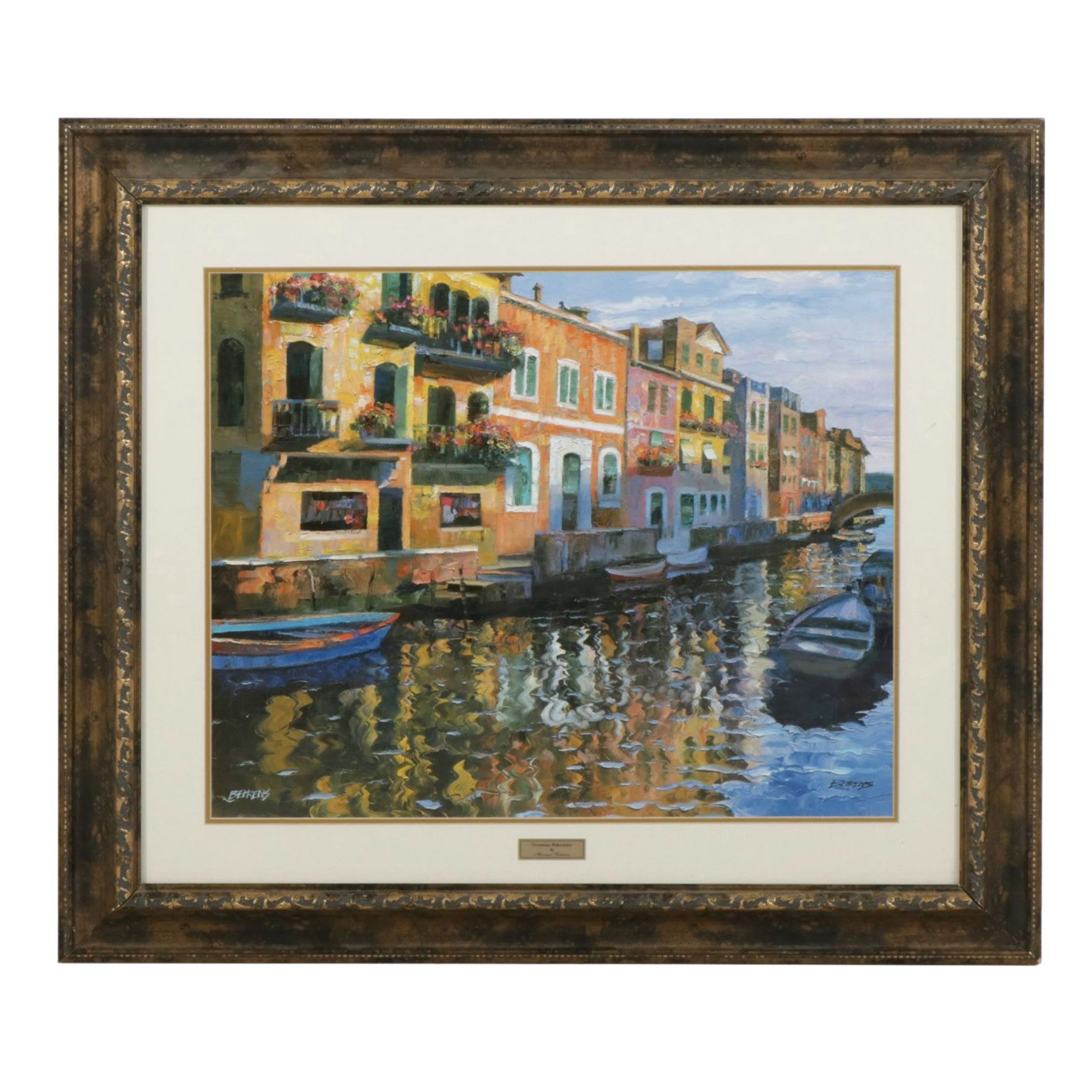 Howard Behrens "Venetian Balconies" Offset Lithograph, Late 20th Century