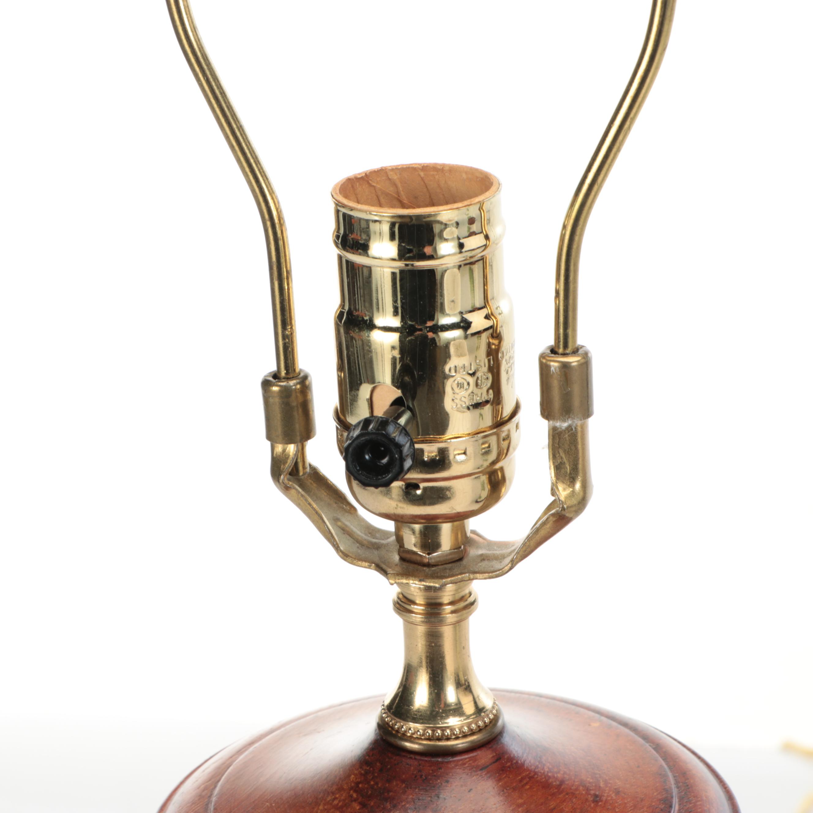 Hand-Painted Chinese Porcelain Hat Stand Table Lamps with Silk Shades