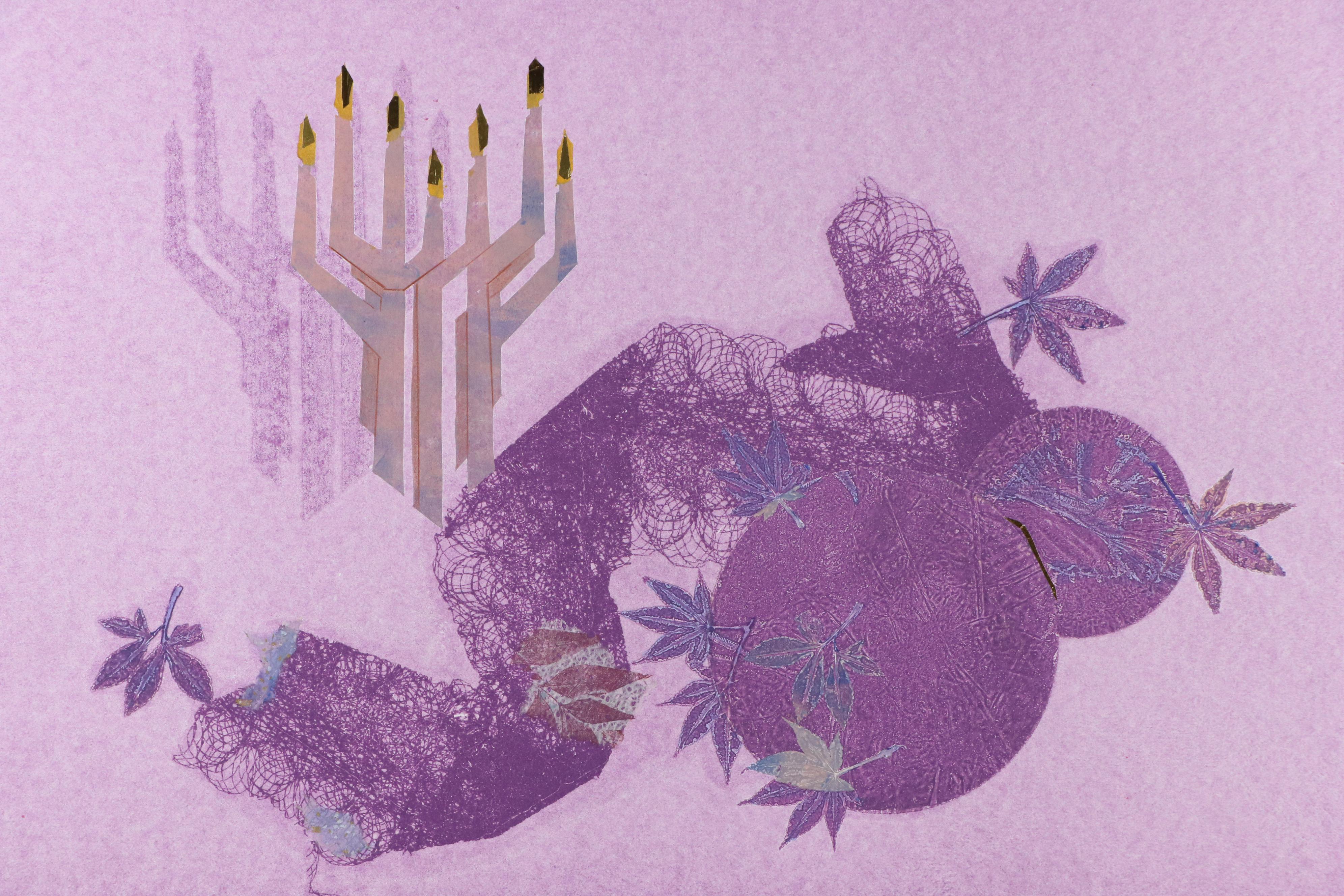 Marilyn Simon Monoprint Hebrew Scripture Diptych, Late 20th Century