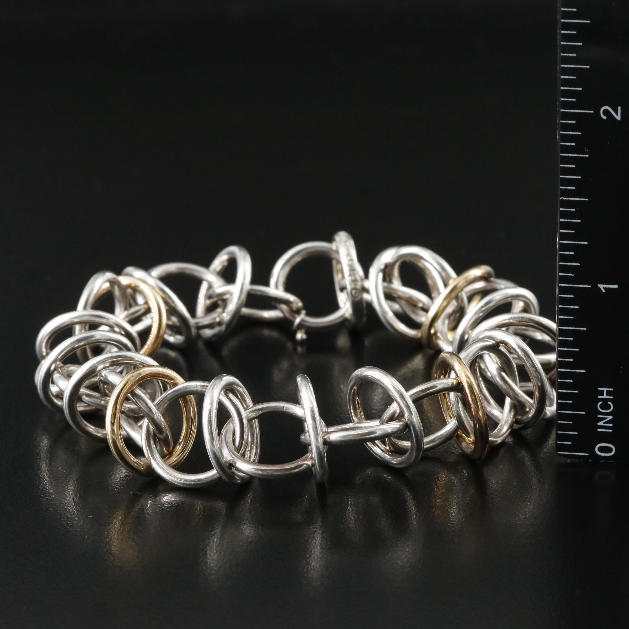 Paloma Picasso for Tiffany & Co. Sterling 18K Interlocking Circles Link Bracelet
