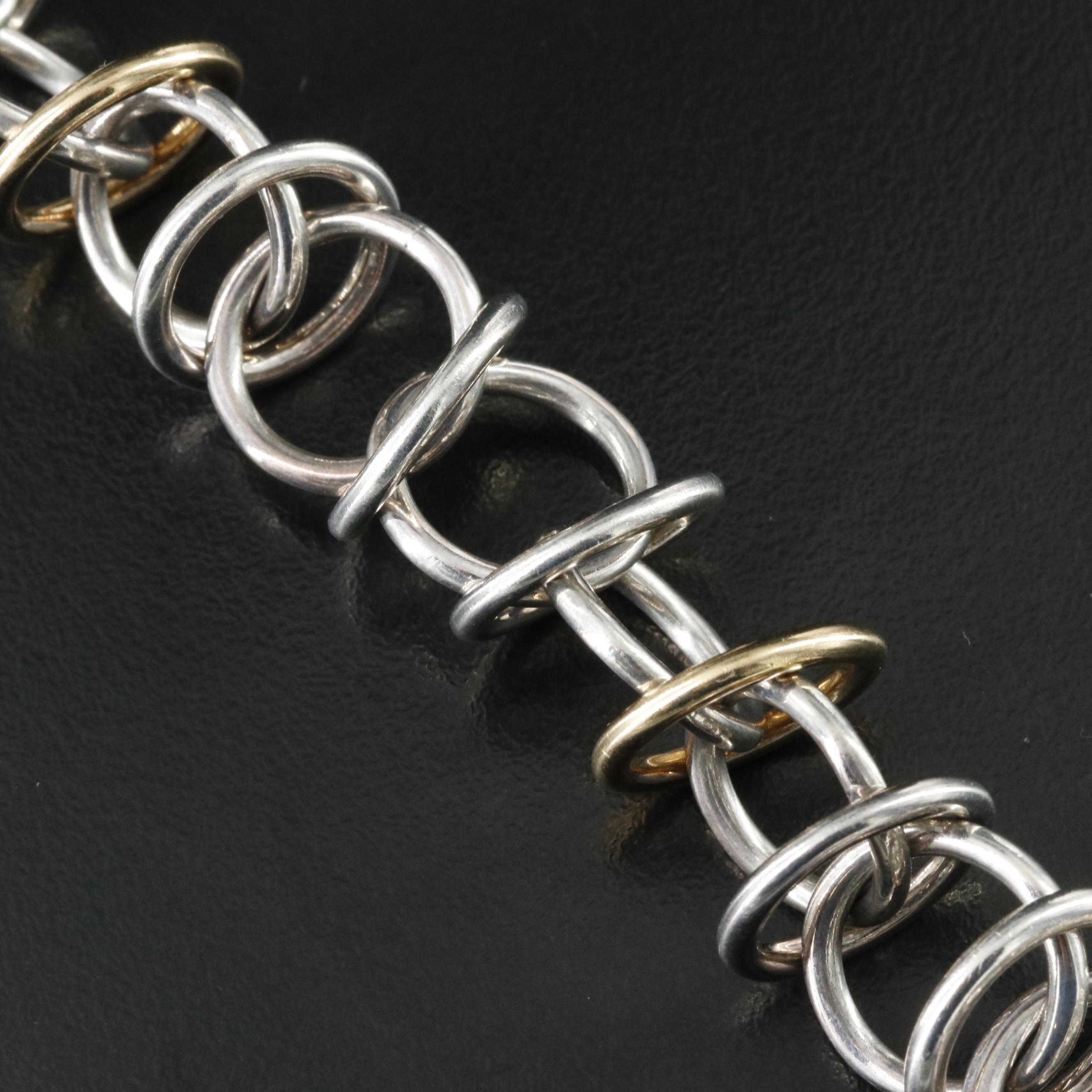 Paloma Picasso for Tiffany & Co. Sterling 18K Interlocking Circles Link Bracelet