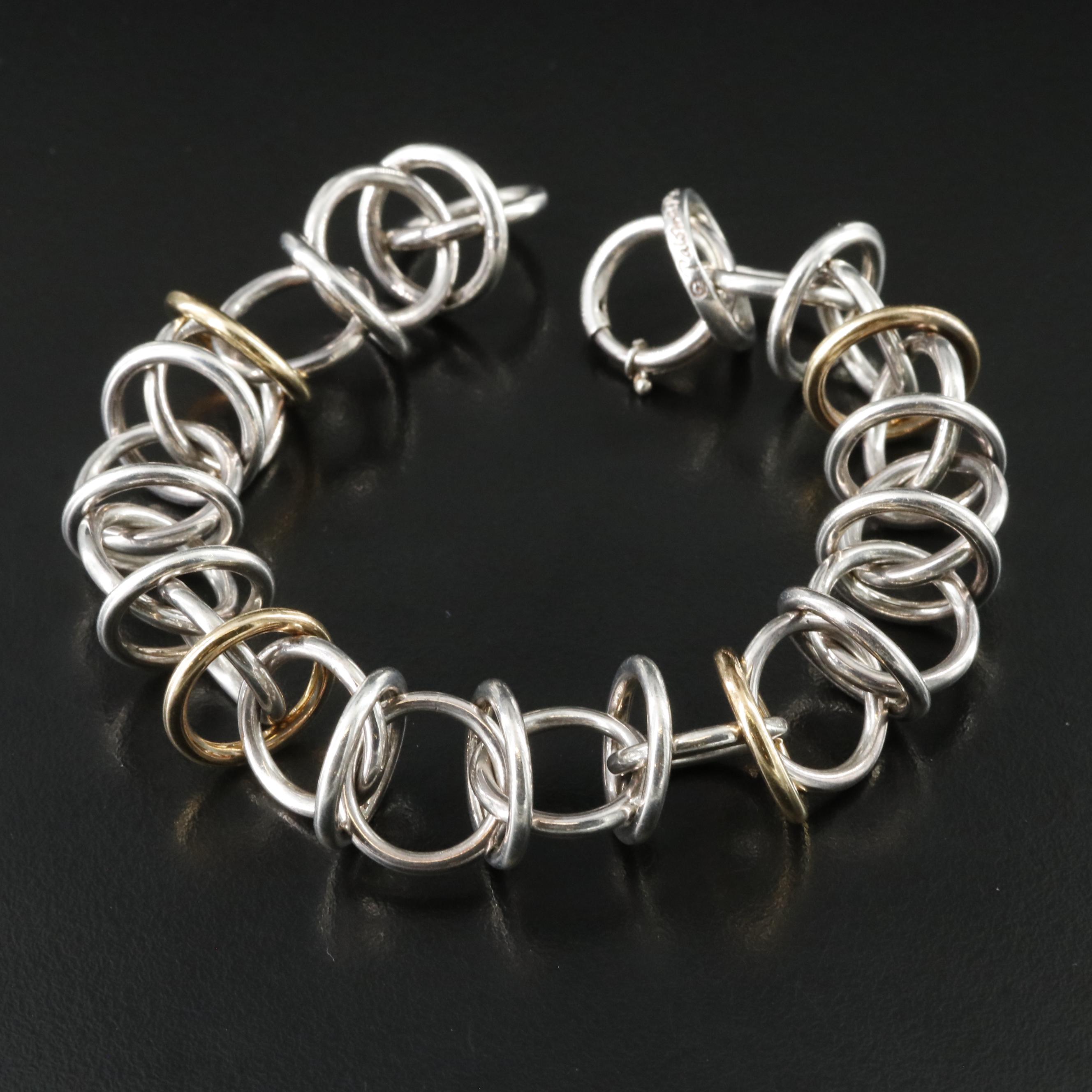Paloma Picasso for Tiffany & Co. Sterling 18K Interlocking Circles Link Bracelet