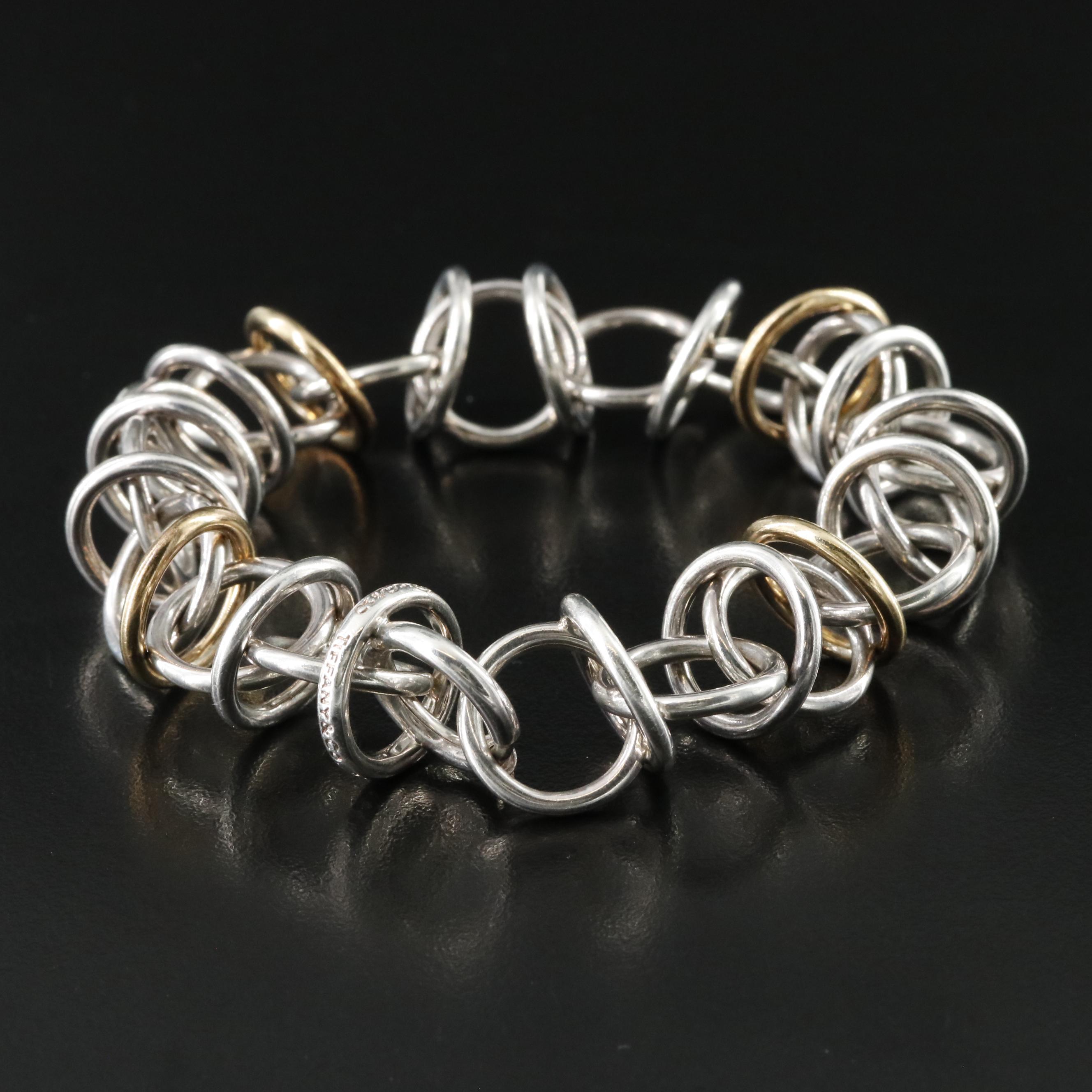 Paloma Picasso for Tiffany & Co. Sterling 18K Interlocking Circles Link Bracelet