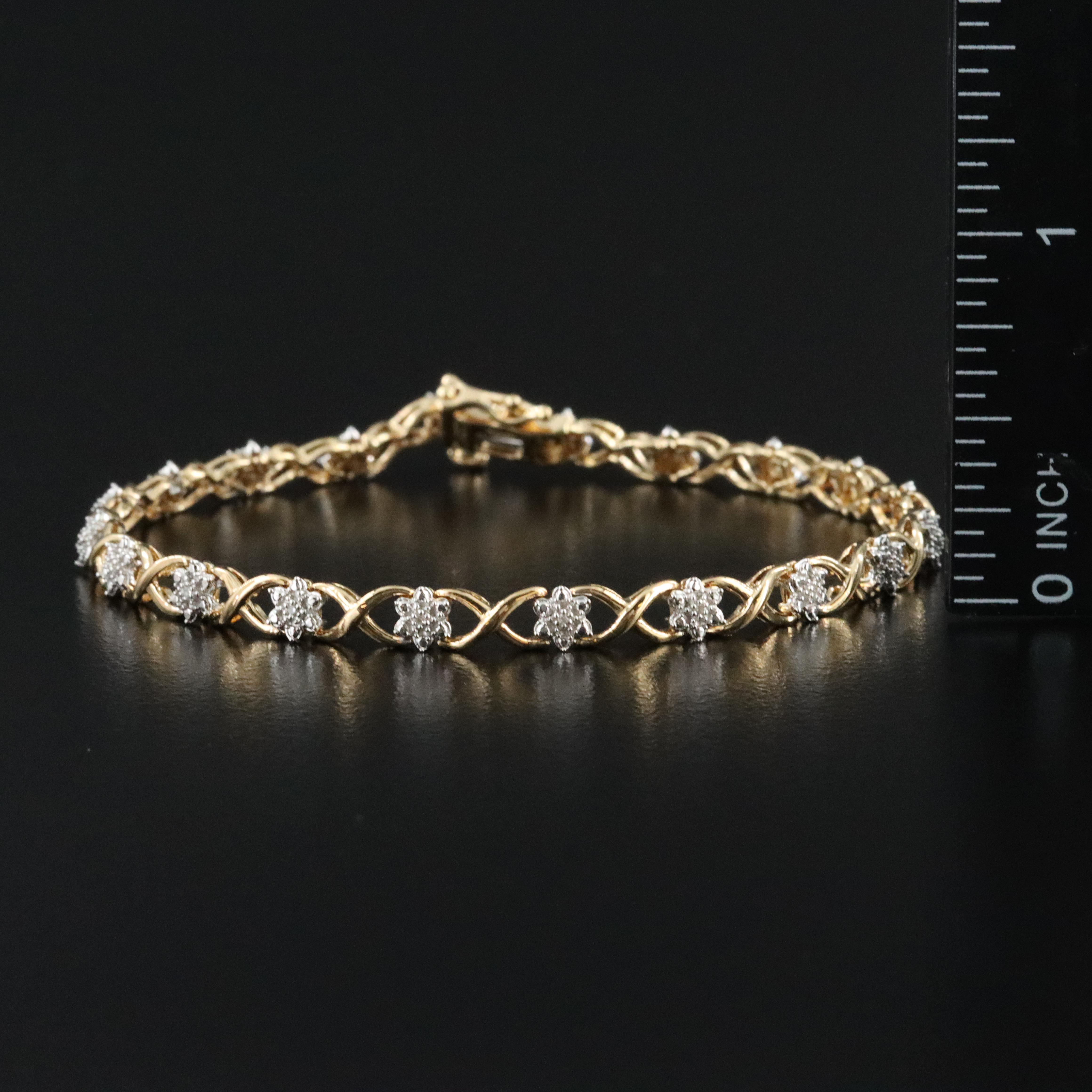 Sterling Diamond Bracelet with Gold-Tone Finish