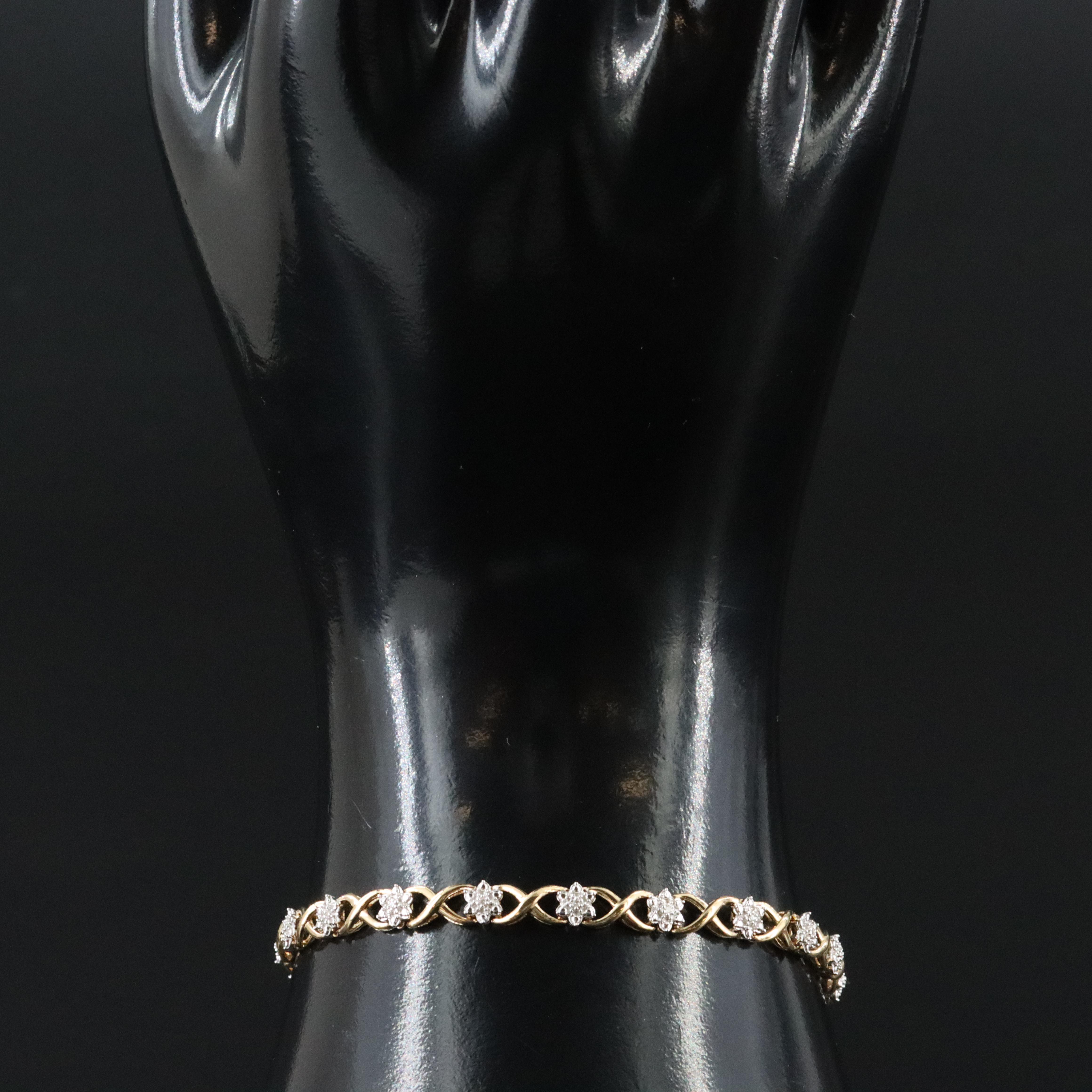 Sterling Diamond Bracelet with Gold-Tone Finish