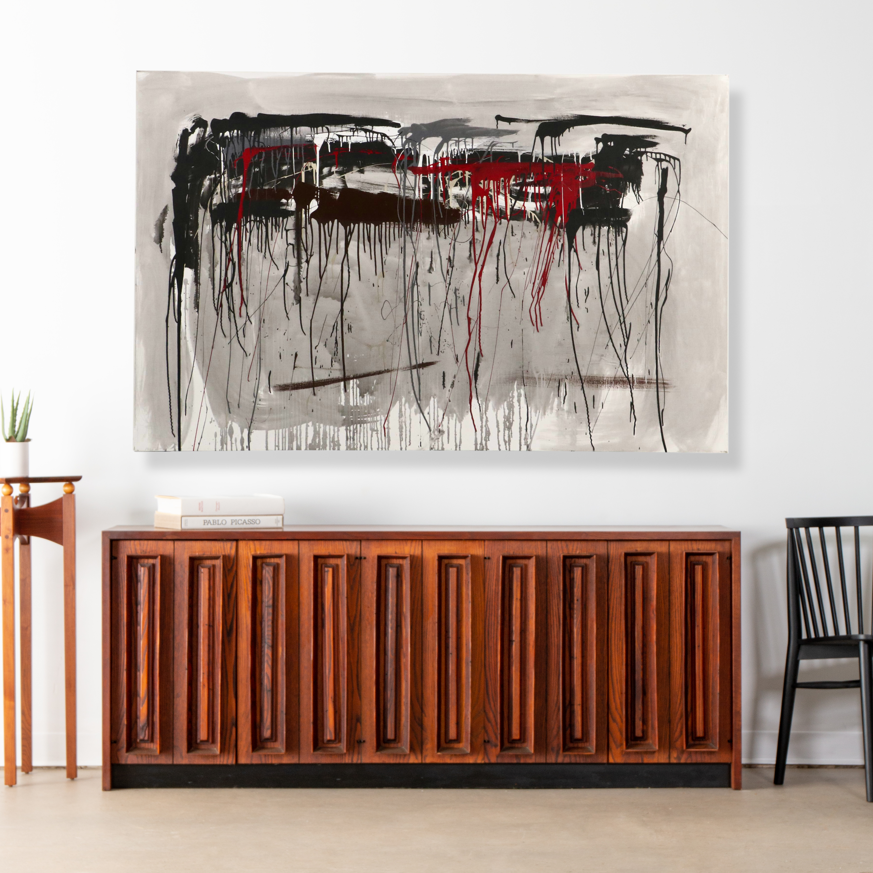 David Applegate Abstract Acrylic Painting with Paint Drips, 21st Century