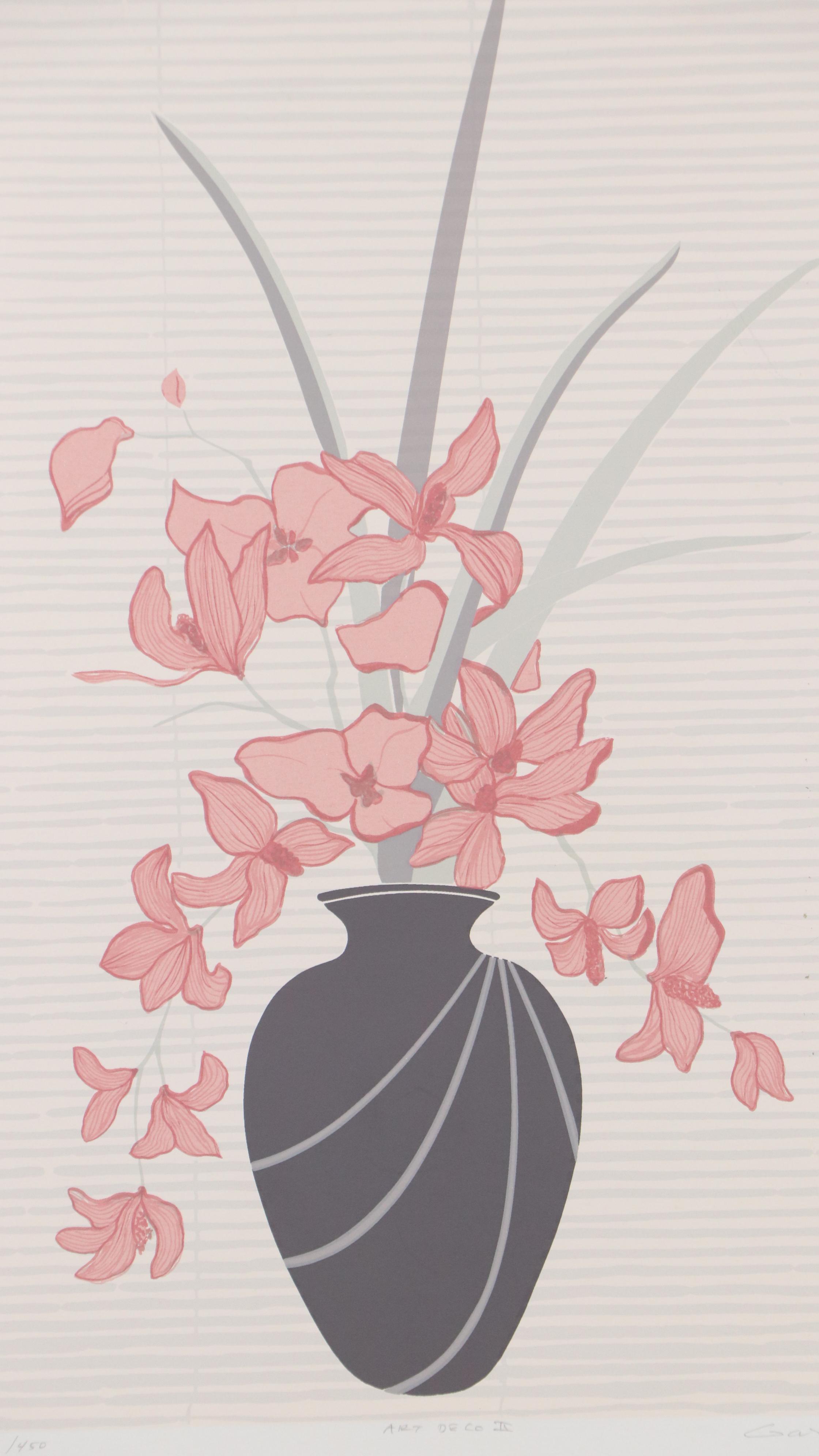 Floral Still Life Serigraph "Art Deco II," Circa 1975