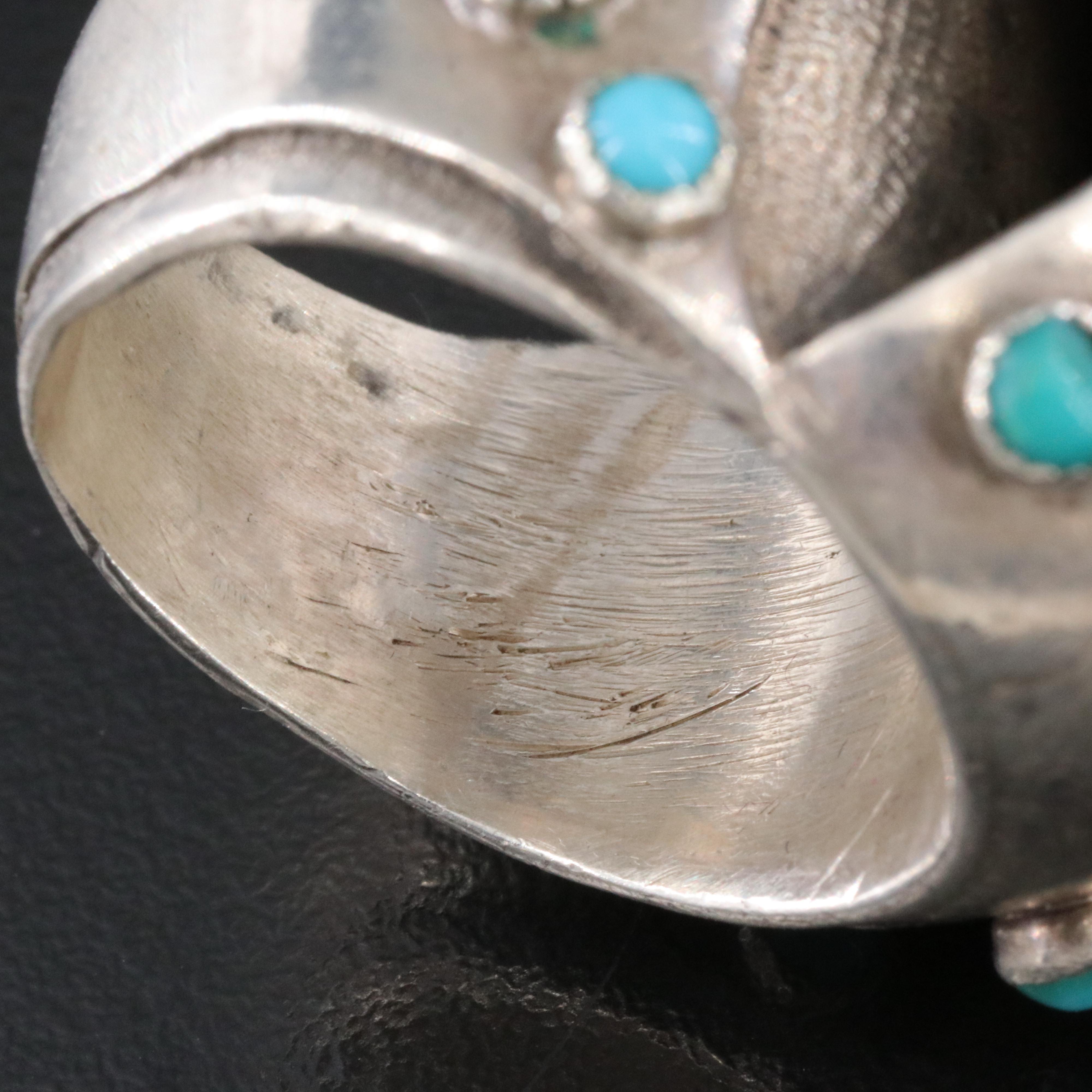 Studio Style Sterling Turquoise and Coral Ring