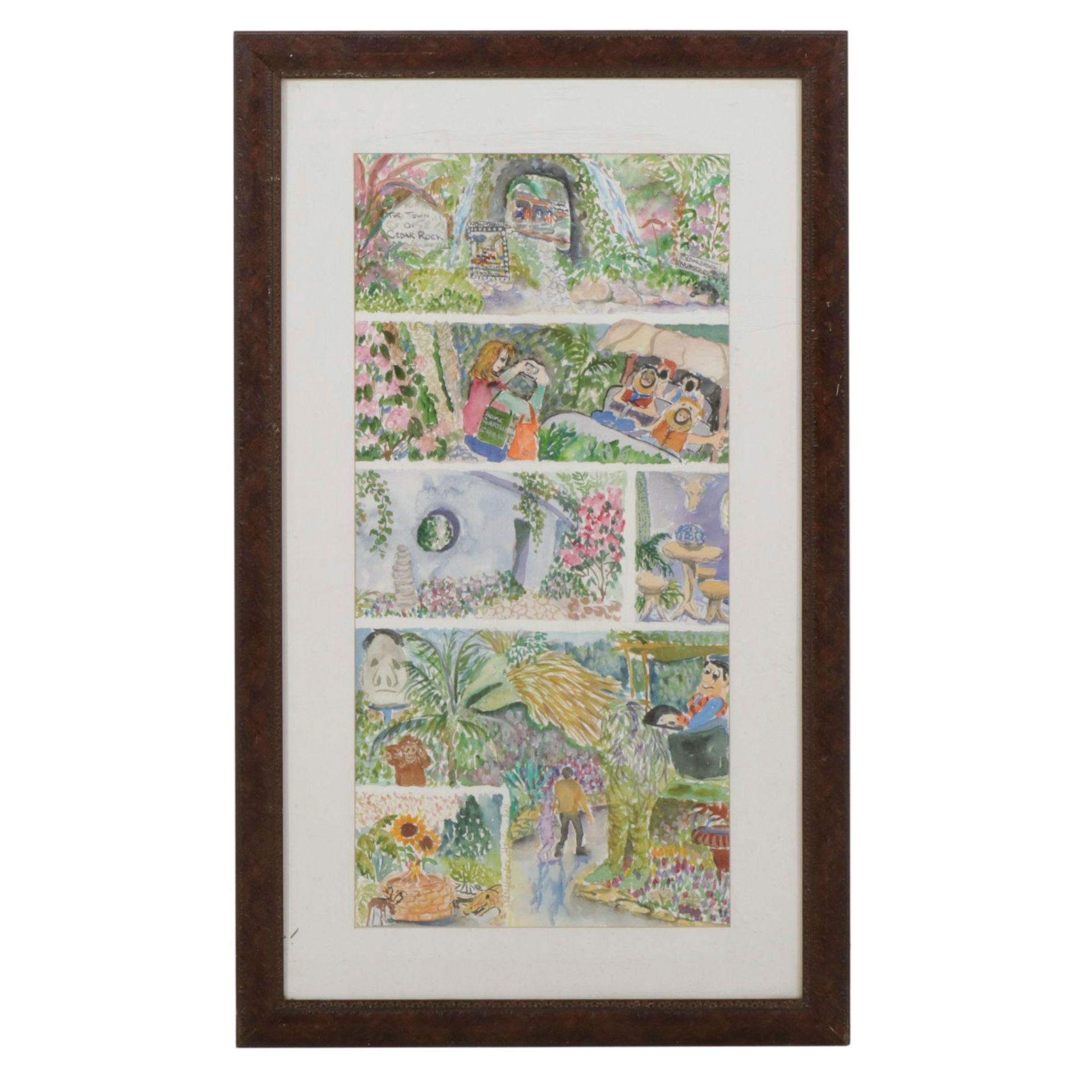 Mary Gordon-Hagler Watercolor Painting Inspired by The Flintstones, 2011