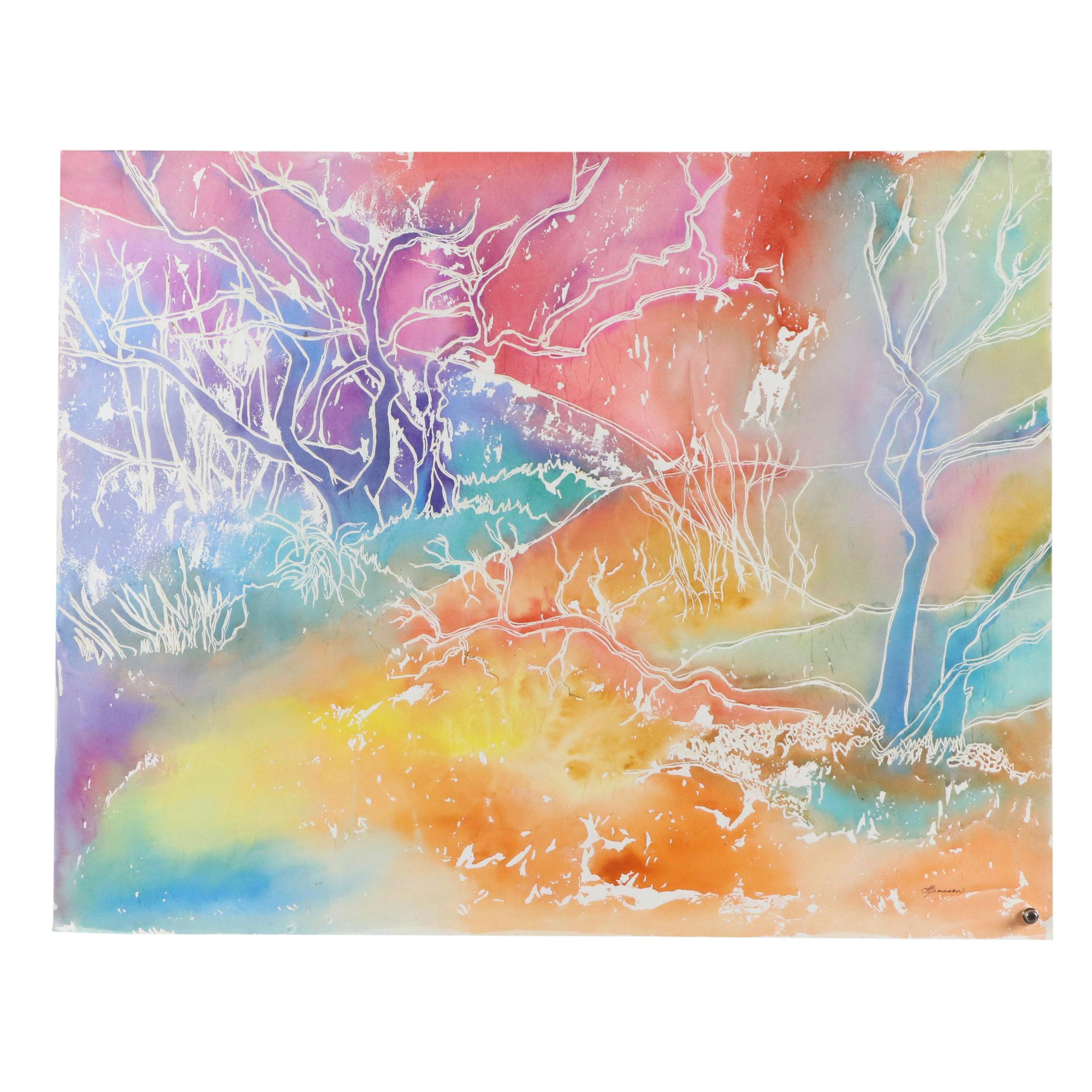 Bramson Landscape Watercolor Painting, 21st Century