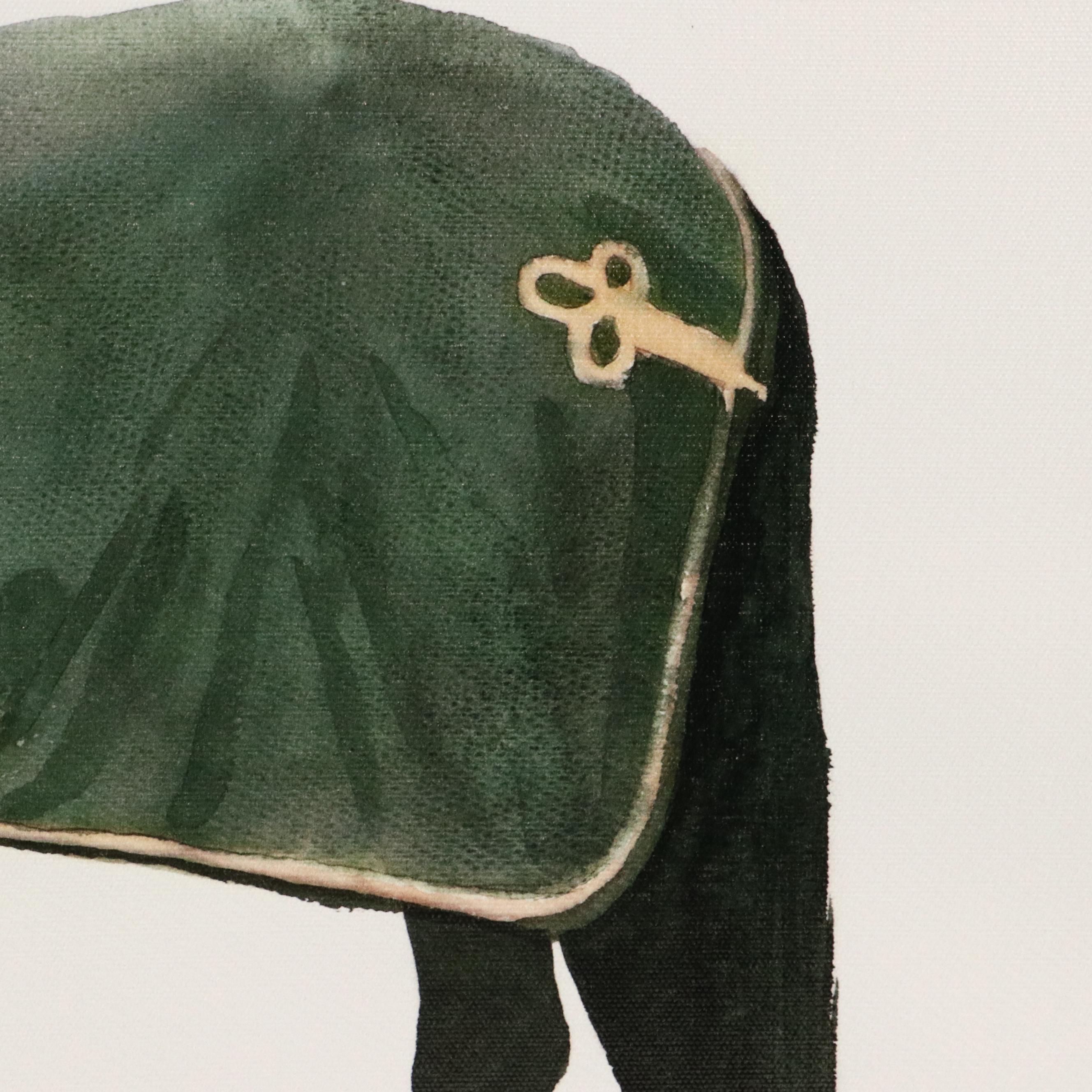 Giclée of Horse Wearing Green Fleece, 21st Century