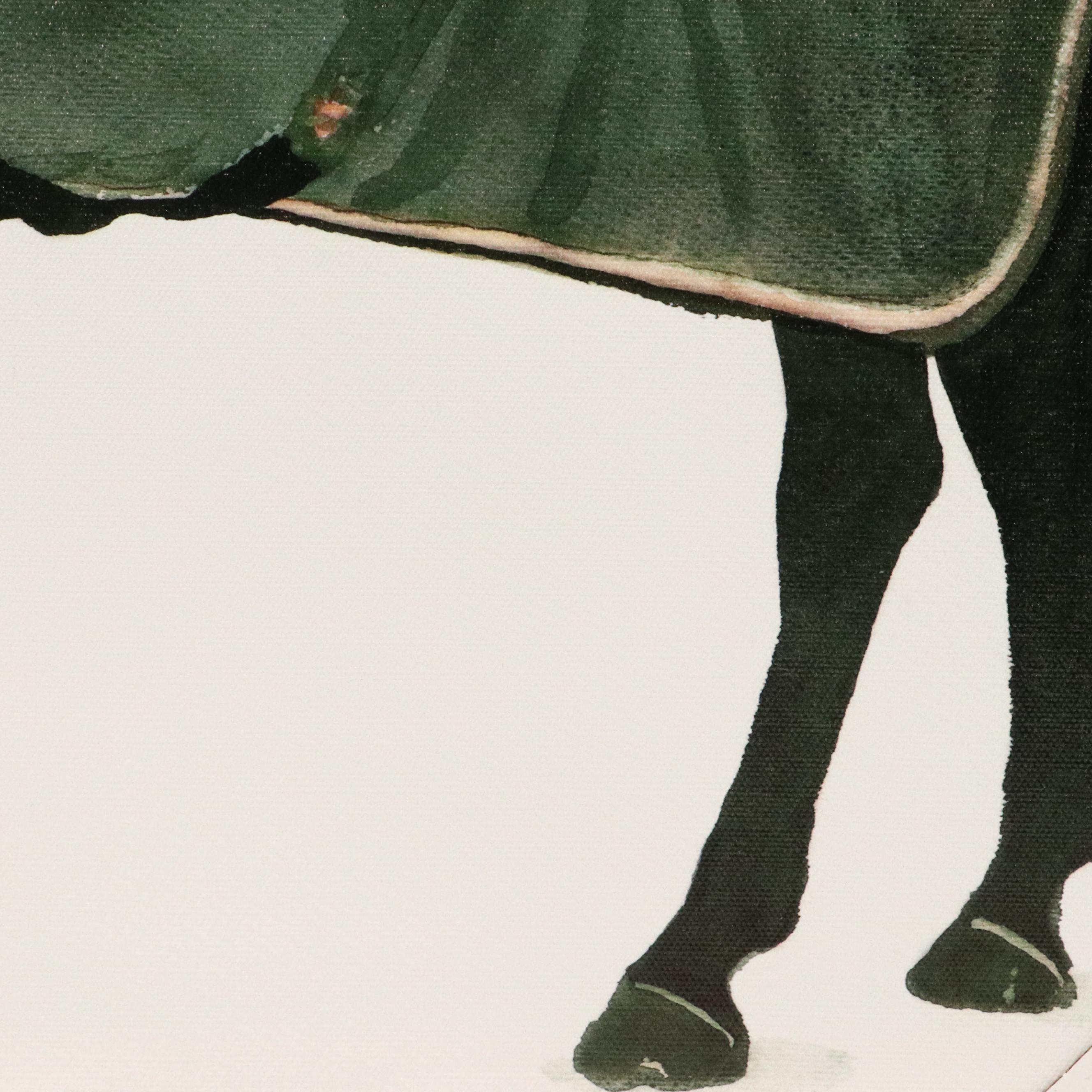 Giclée of Horse Wearing Green Fleece, 21st Century