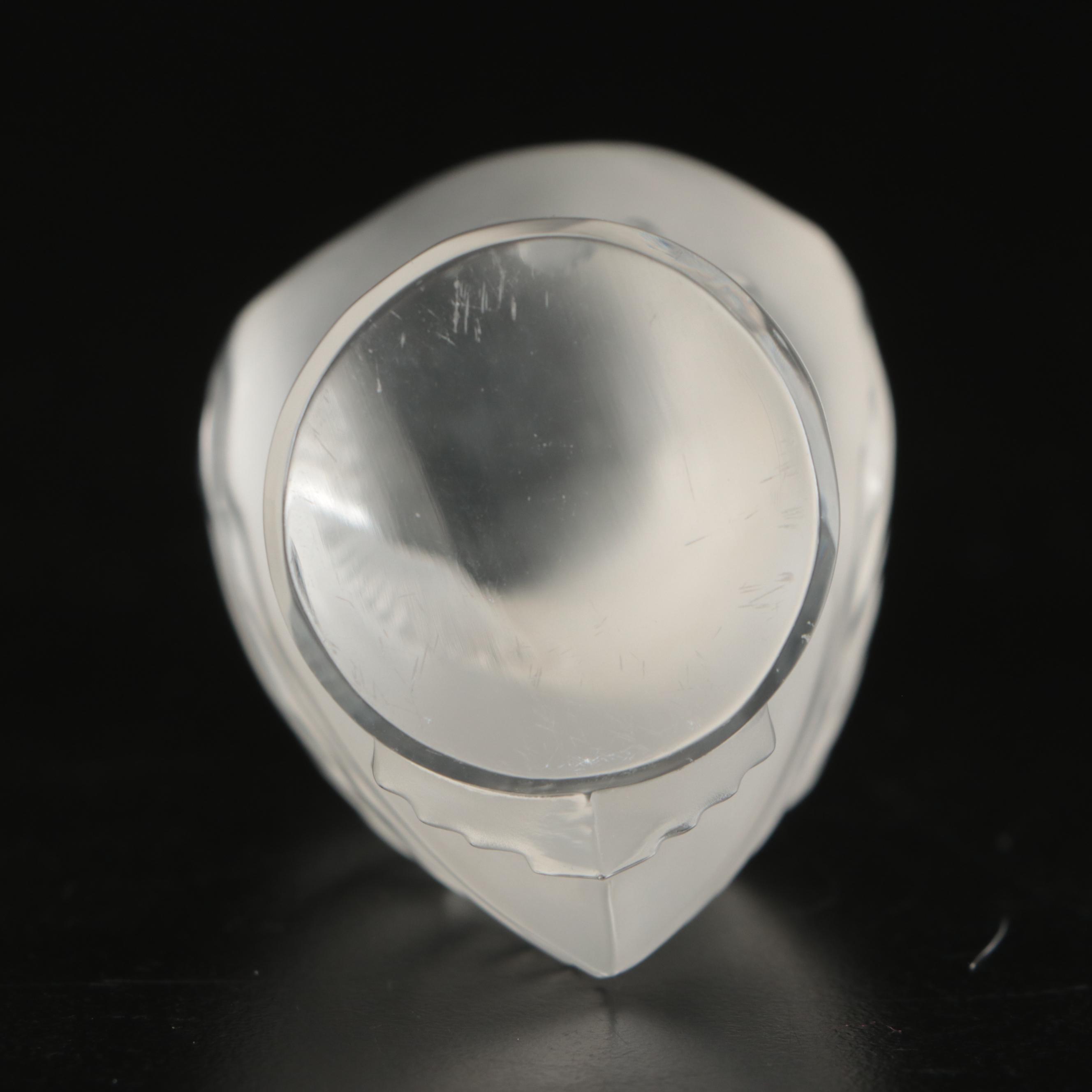 Lalique 'Chouette' Frosted Crystal Owl Paperweight