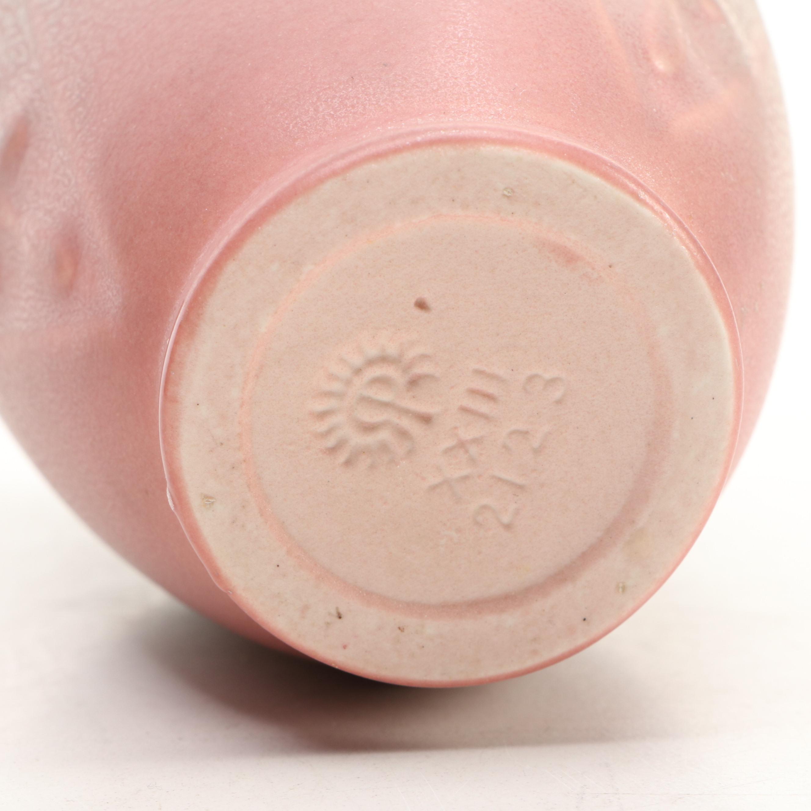 Rookwood Pottery Matte Pink and Green Vase, 1923