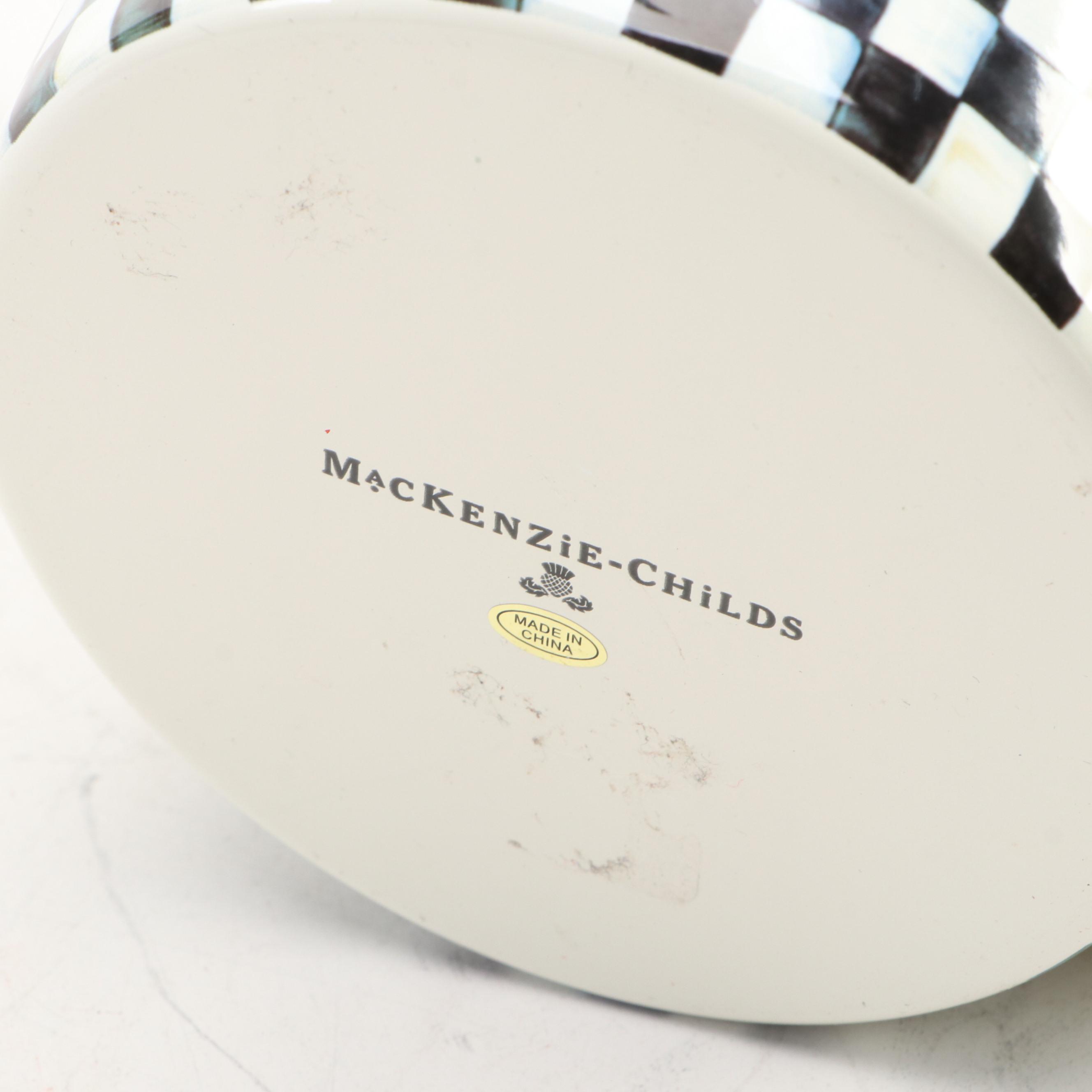 MacKenzie-Childs "Evergreen" Wine Cooler with Rattan Tray and Other Book Stand