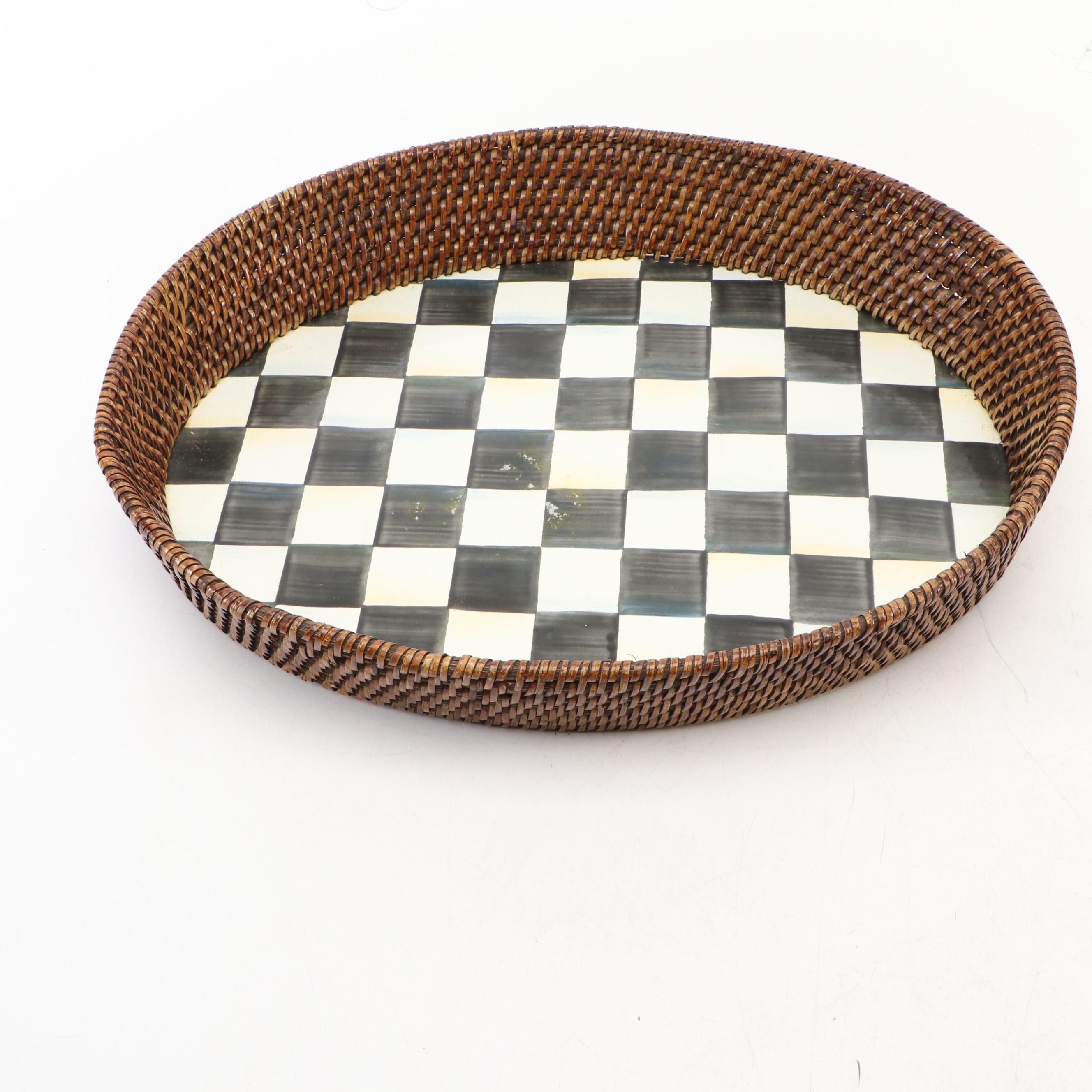 MacKenzie-Childs "Evergreen" Wine Cooler with Rattan Tray and Other Book Stand