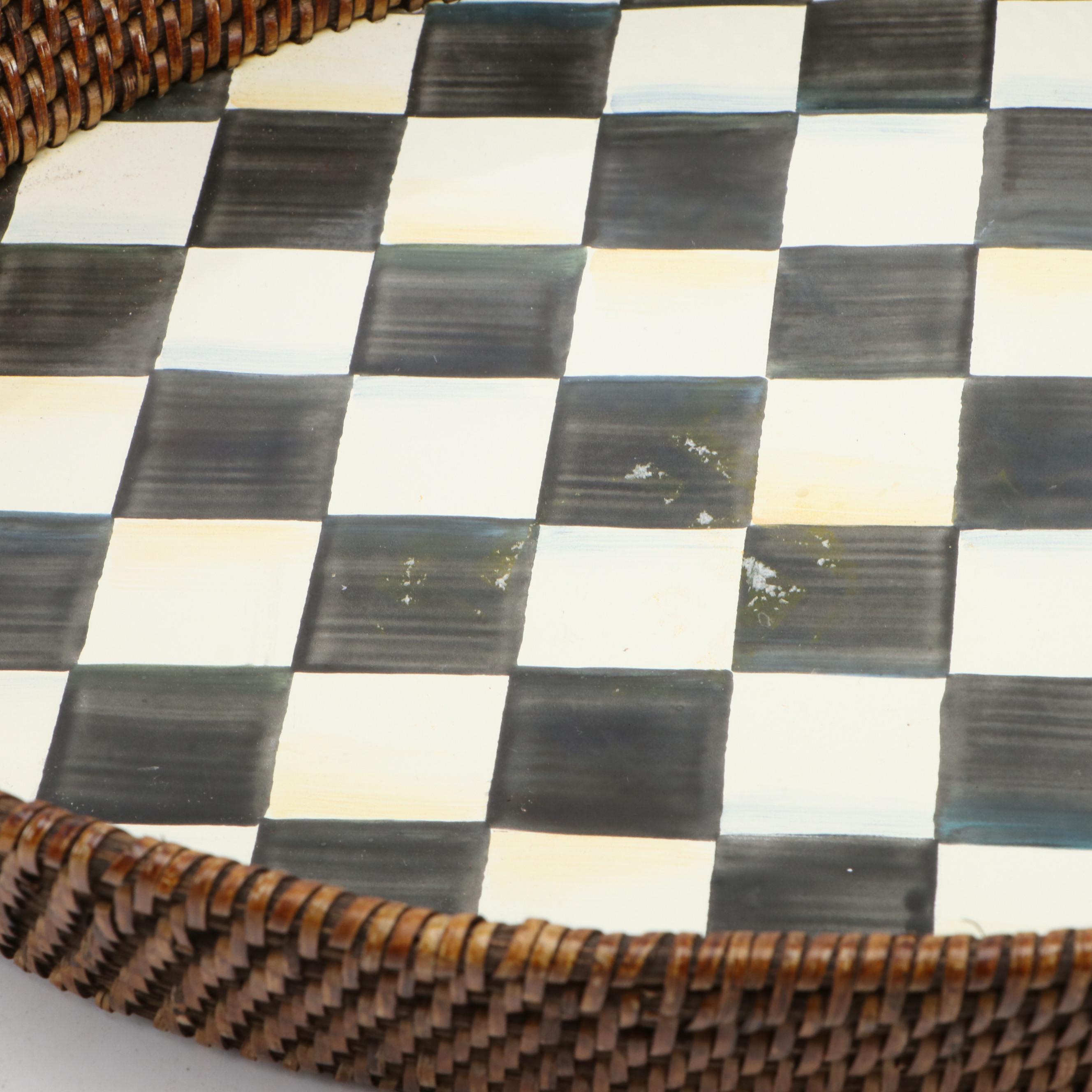 MacKenzie-Childs "Evergreen" Wine Cooler with Rattan Tray and Other Book Stand