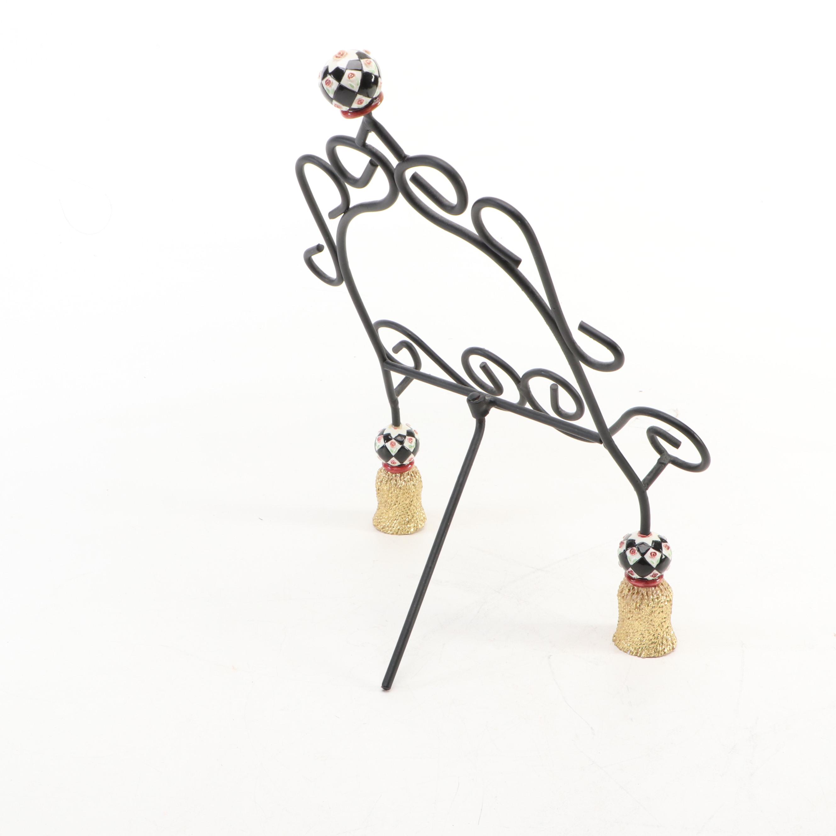 MacKenzie-Childs "Evergreen" Wine Cooler with Rattan Tray and Other Book Stand