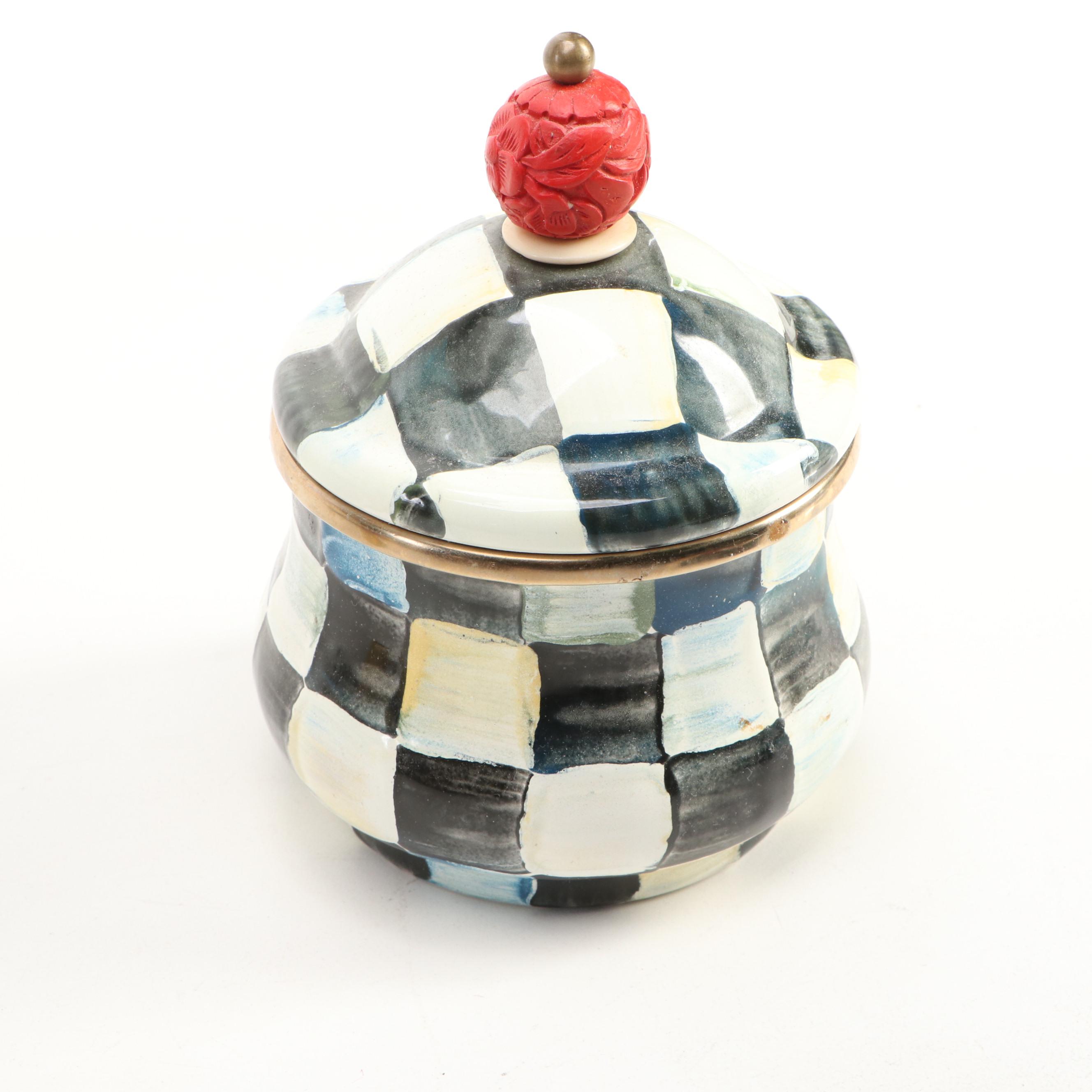 MacKenzie-Childs "Evergreen" Wine Cooler with Rattan Tray and Other Book Stand