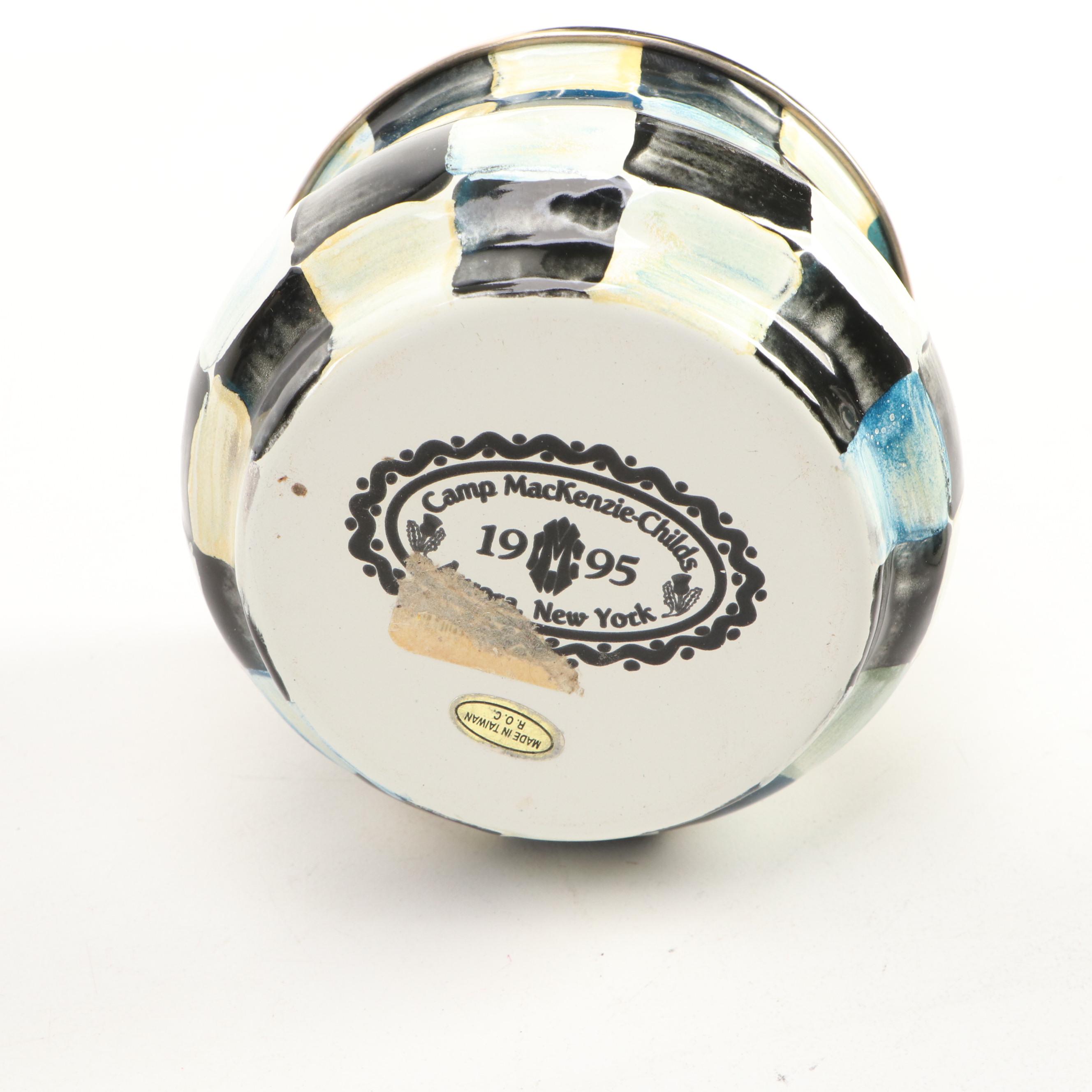 MacKenzie-Childs "Evergreen" Wine Cooler with Rattan Tray and Other Book Stand