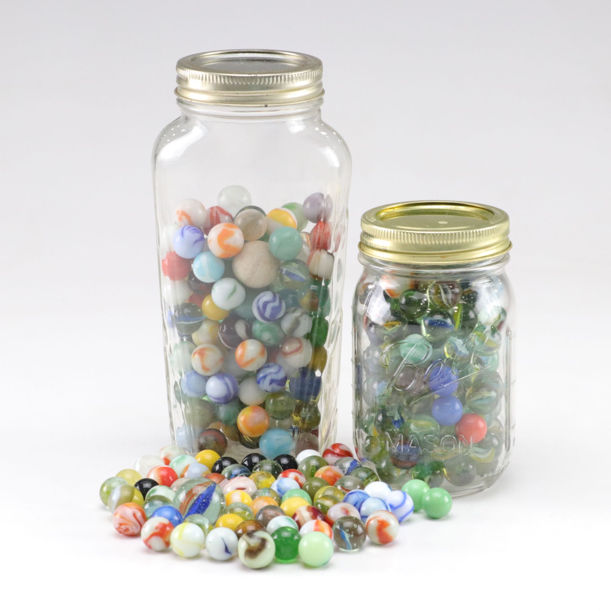 Rainbow & Ribbon Swirl Glass Marble Collection