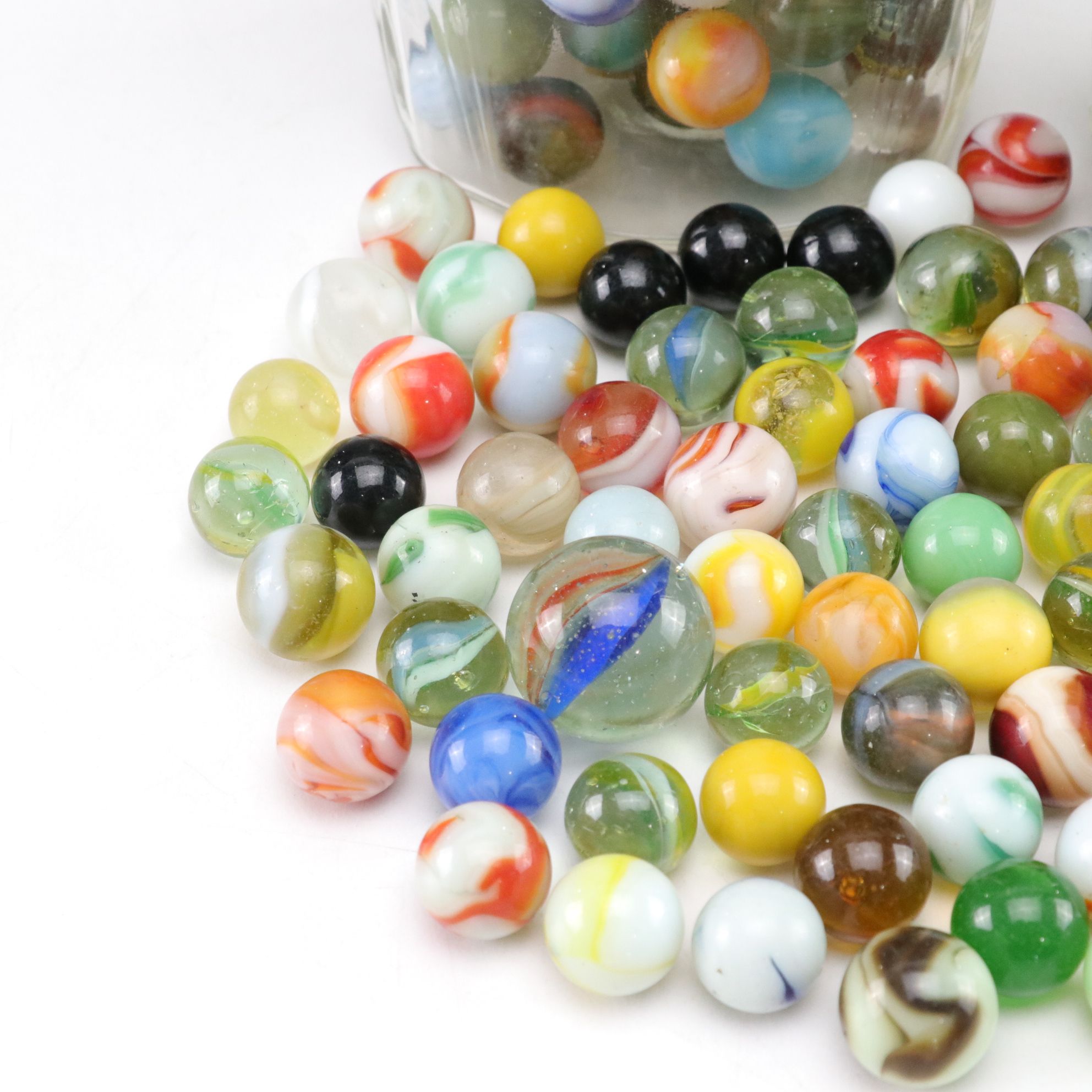 Rainbow & Ribbon Swirl Glass Marble Collection