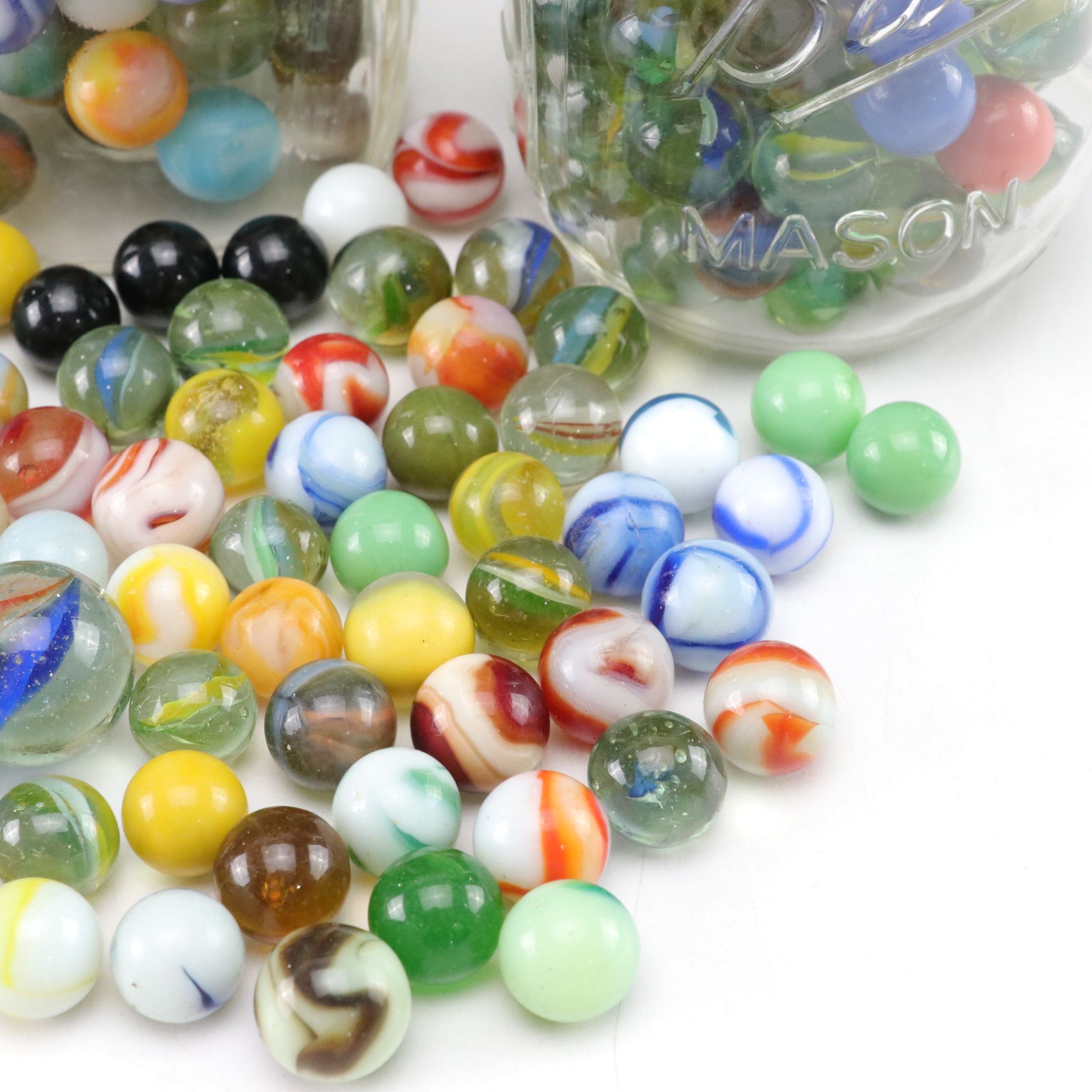 Rainbow & Ribbon Swirl Glass Marble Collection