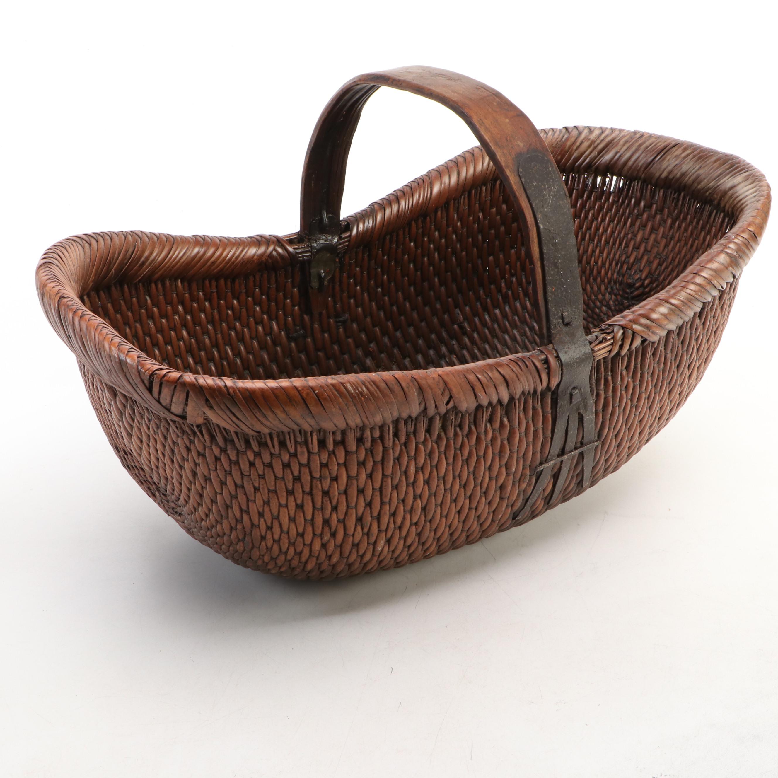 Chinese Handwoven Willow Market Basket