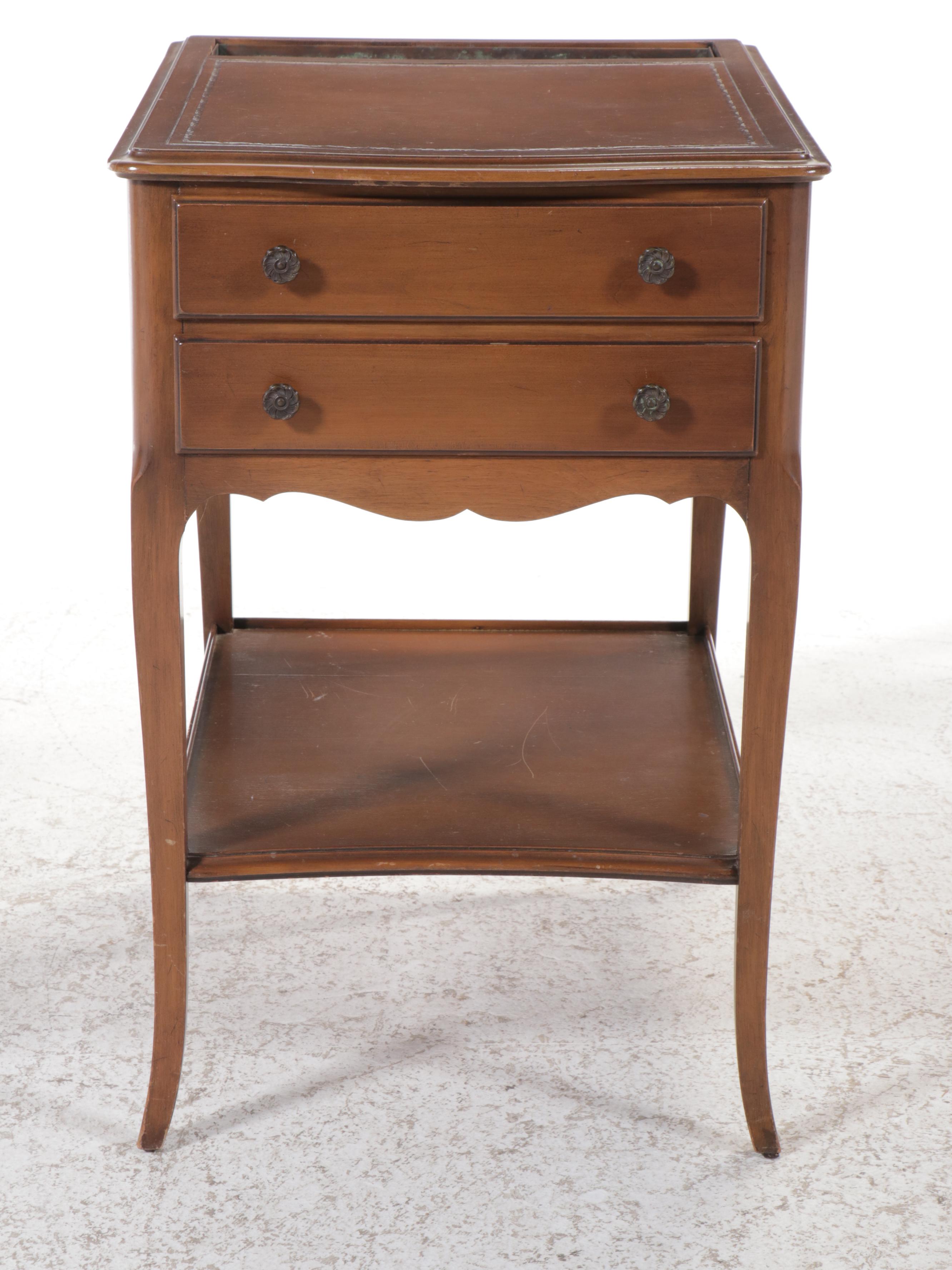 Regency Style Leather Top Mahogany Two-Drawer Stand, Mid-20th Century