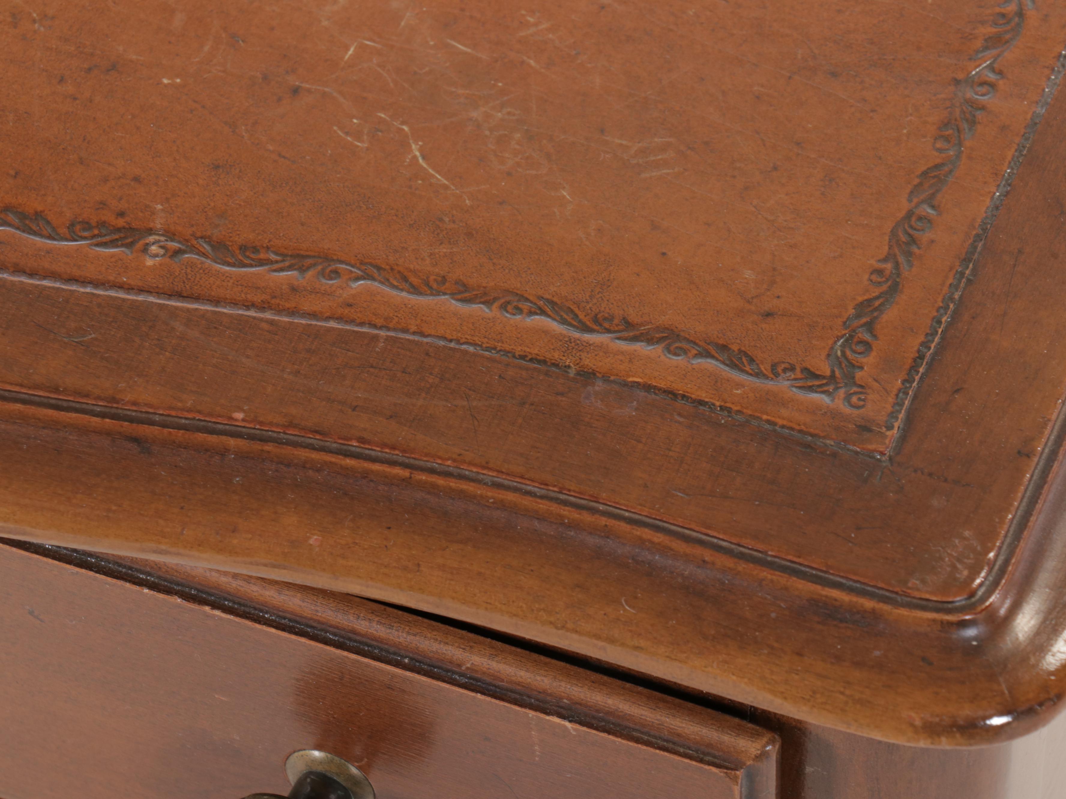 Regency Style Leather Top Mahogany Two-Drawer Stand, Mid-20th Century