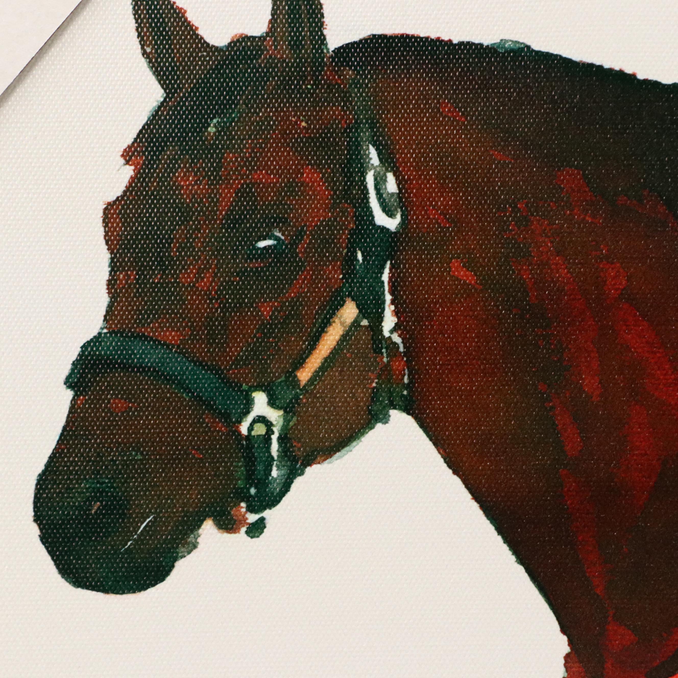 Giclée of Horse Wearing Red and Blue Fleece, 21st Century