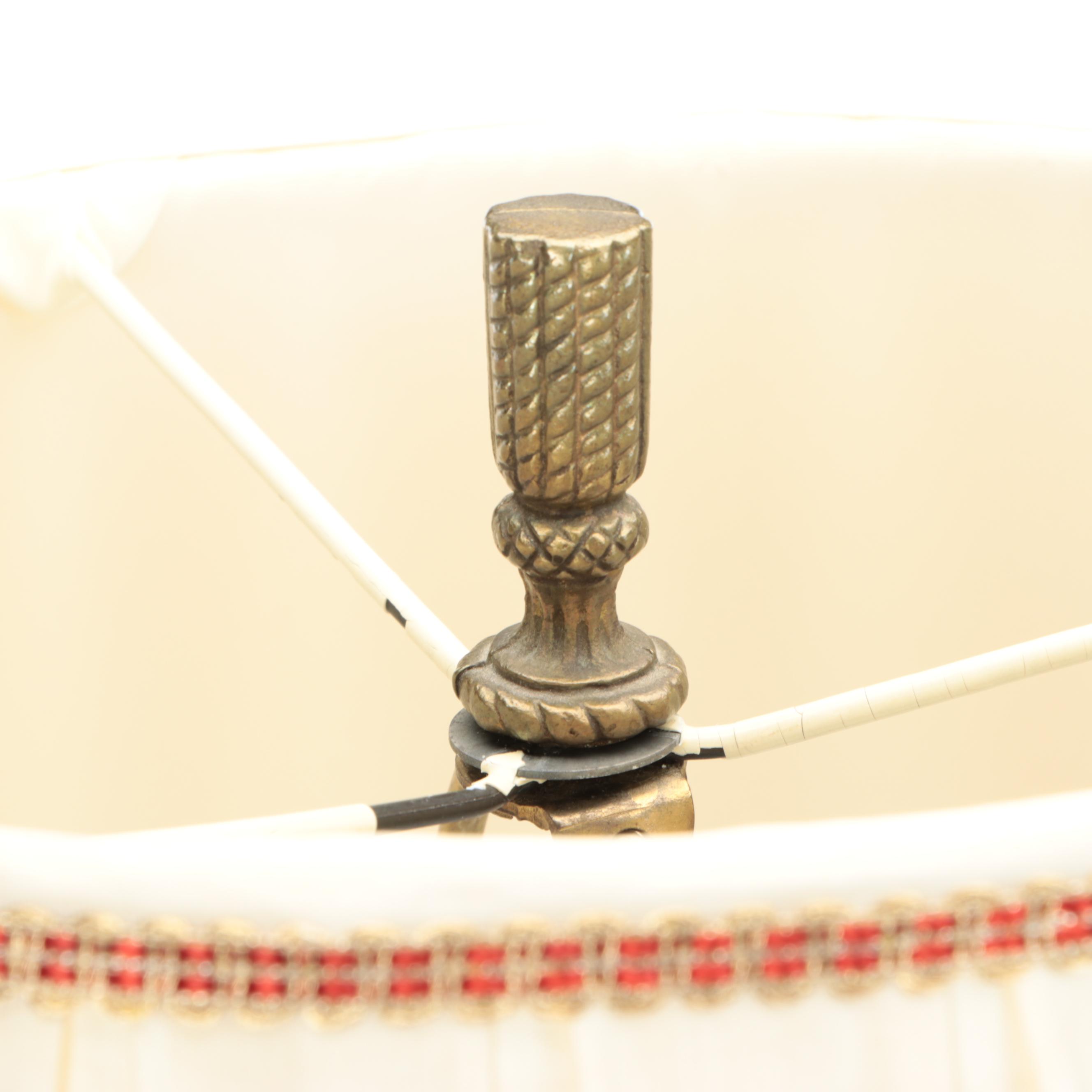 Art Nouveau Style Figural Table Lamp with Smocked Bell Shade