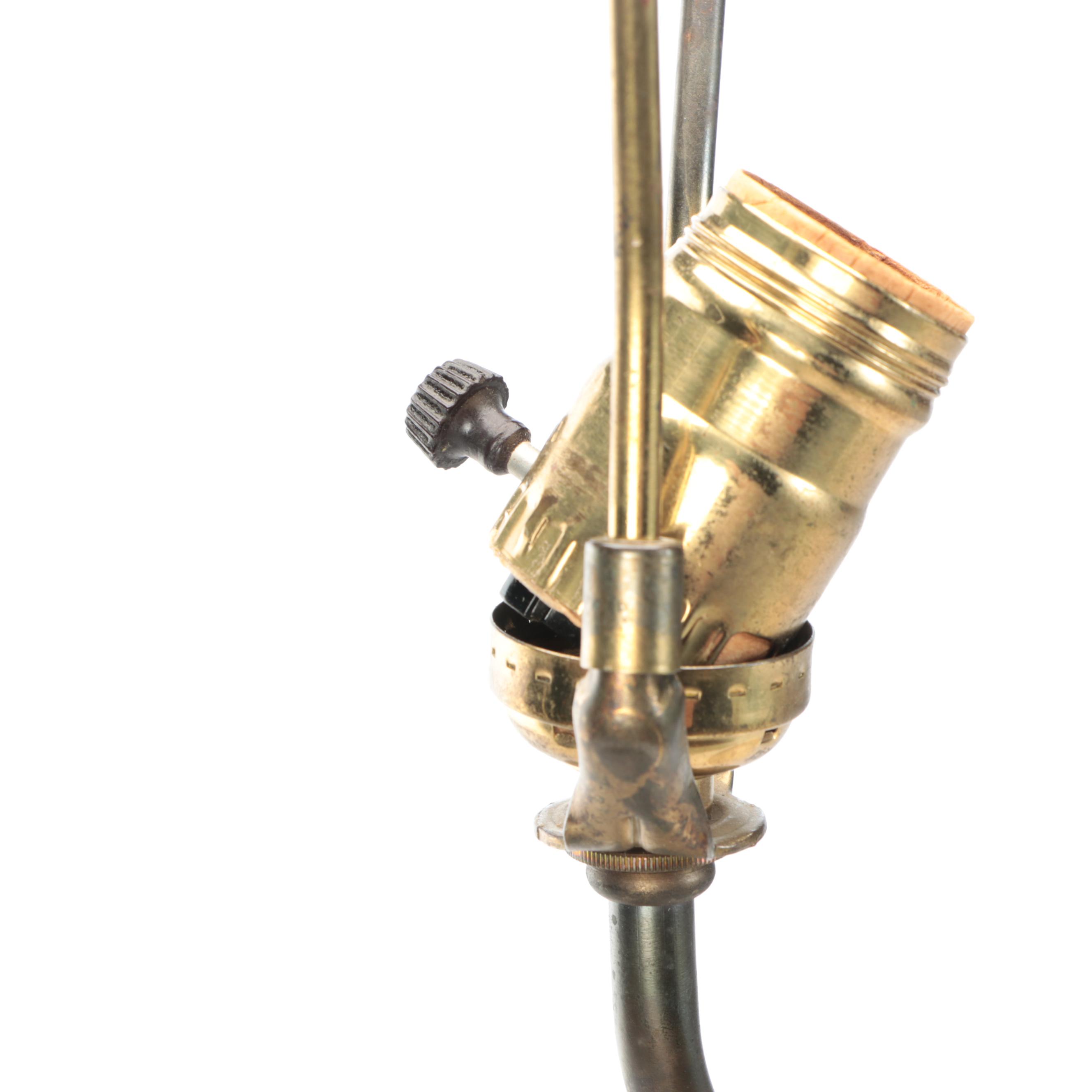 Art Nouveau Style Figural Table Lamp with Smocked Bell Shade