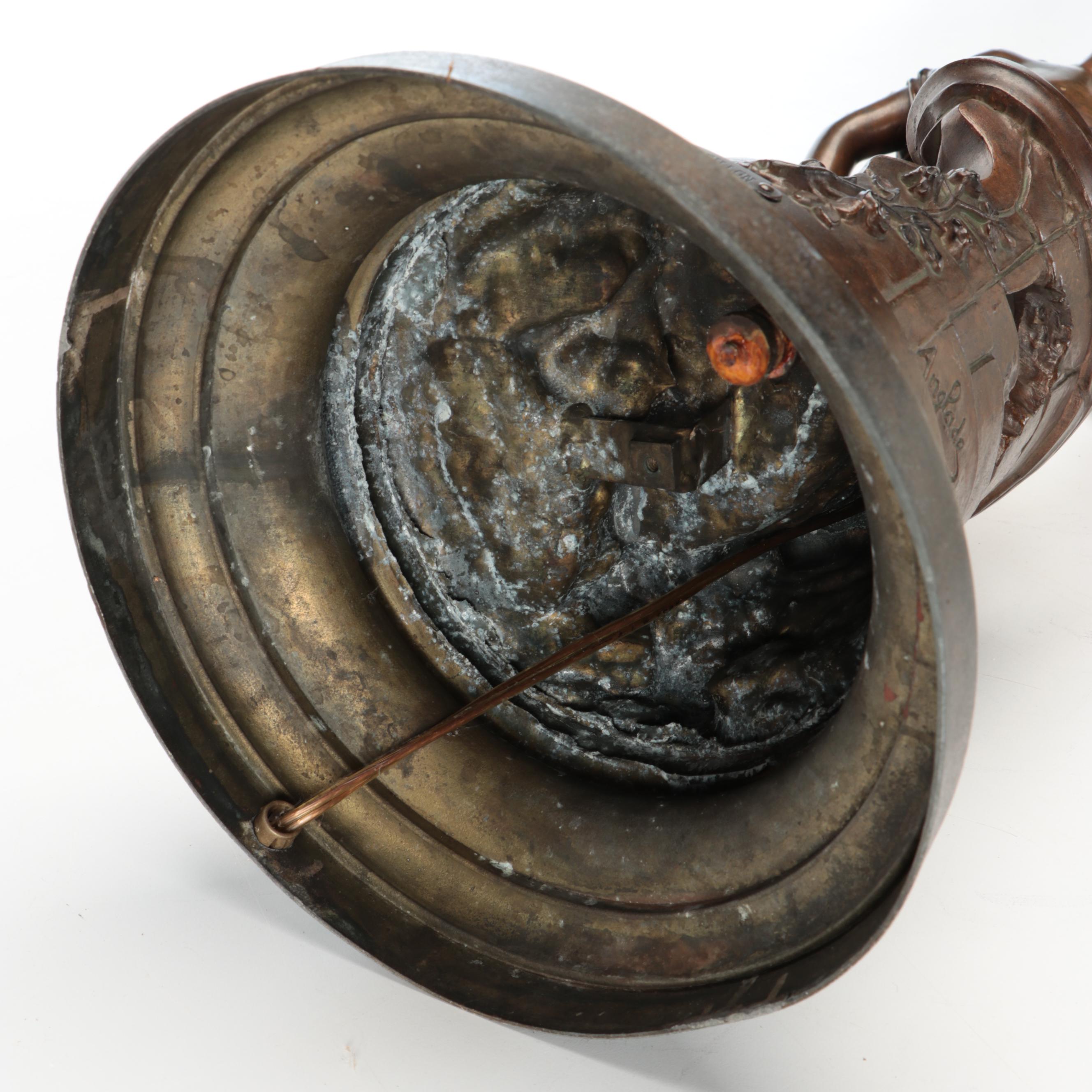 Art Nouveau Style Figural Table Lamp with Smocked Bell Shade