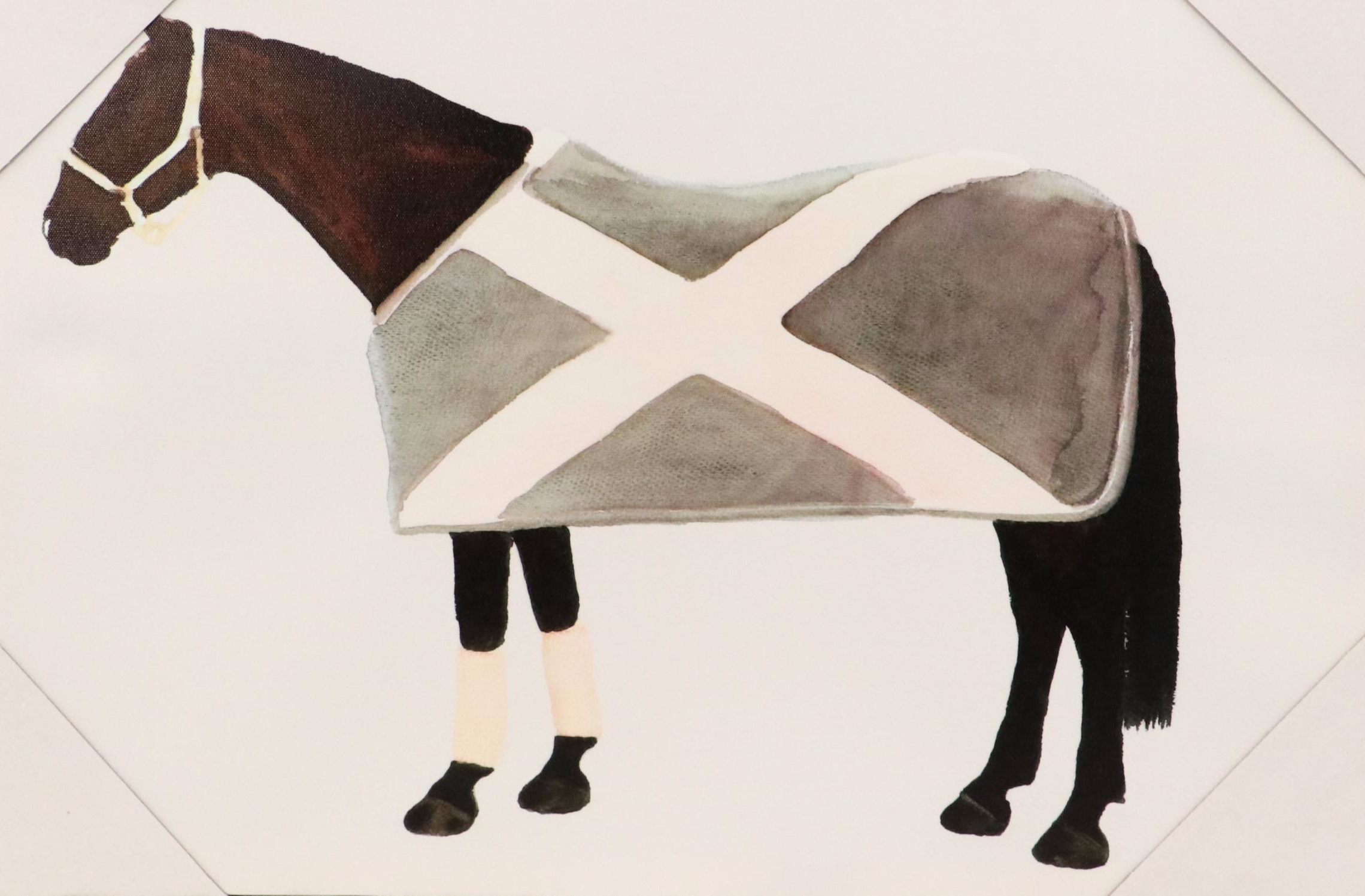 Giclée of Horse Wearing Grey and White Fleece, 21st Century