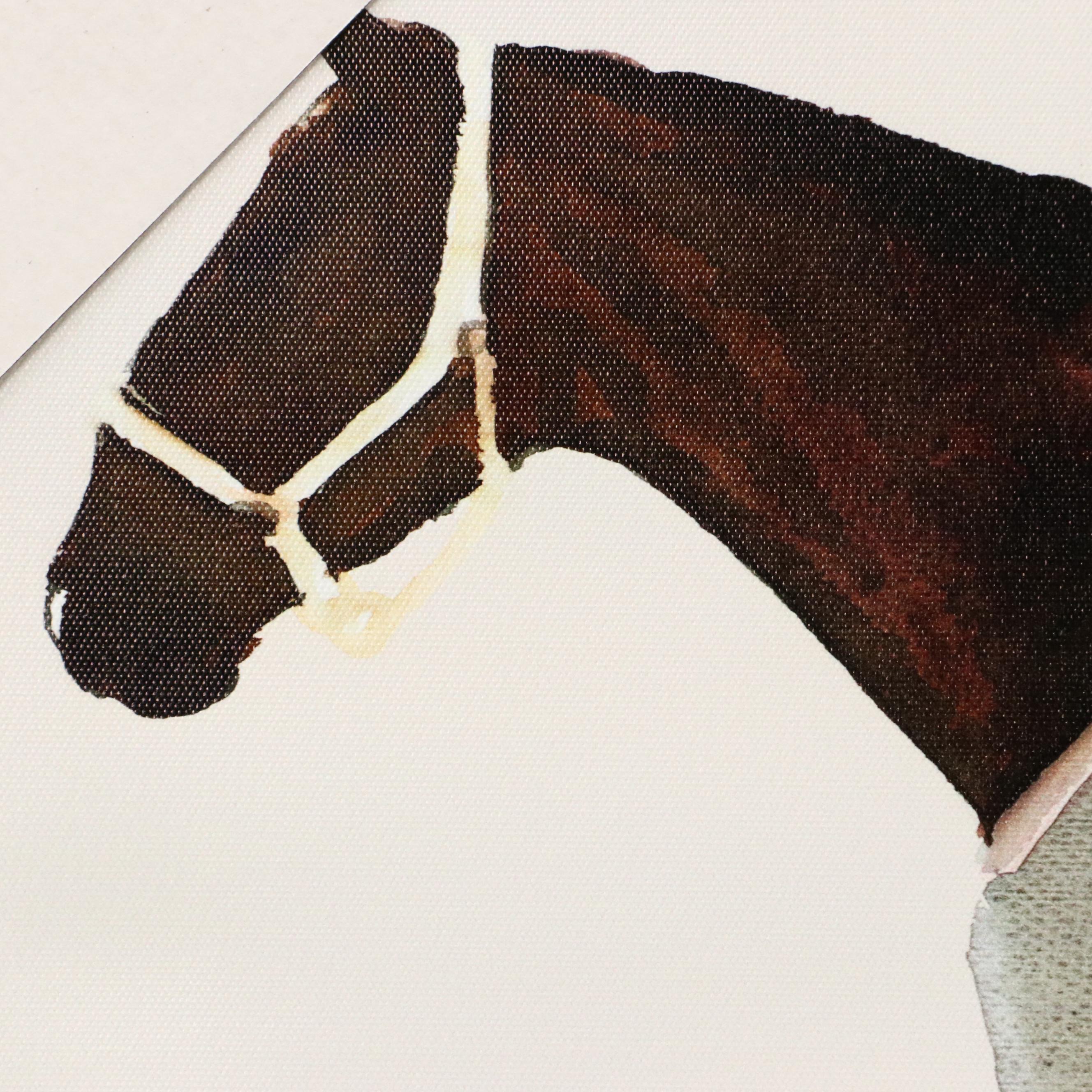 Giclée of Horse Wearing Grey and White Fleece, 21st Century