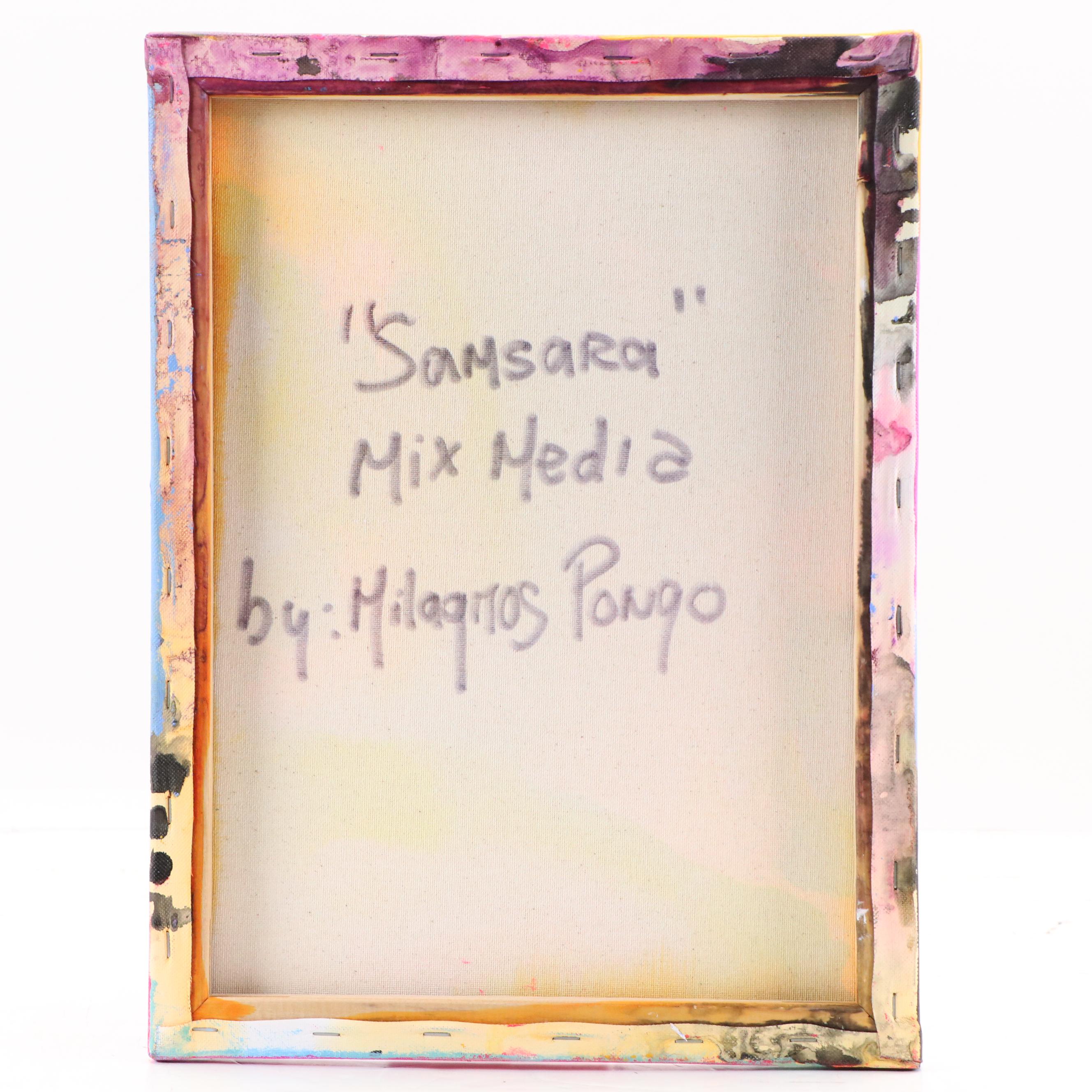 Milagros Pongo Abstract Mixed Media Painting "Samsara," 21st Century