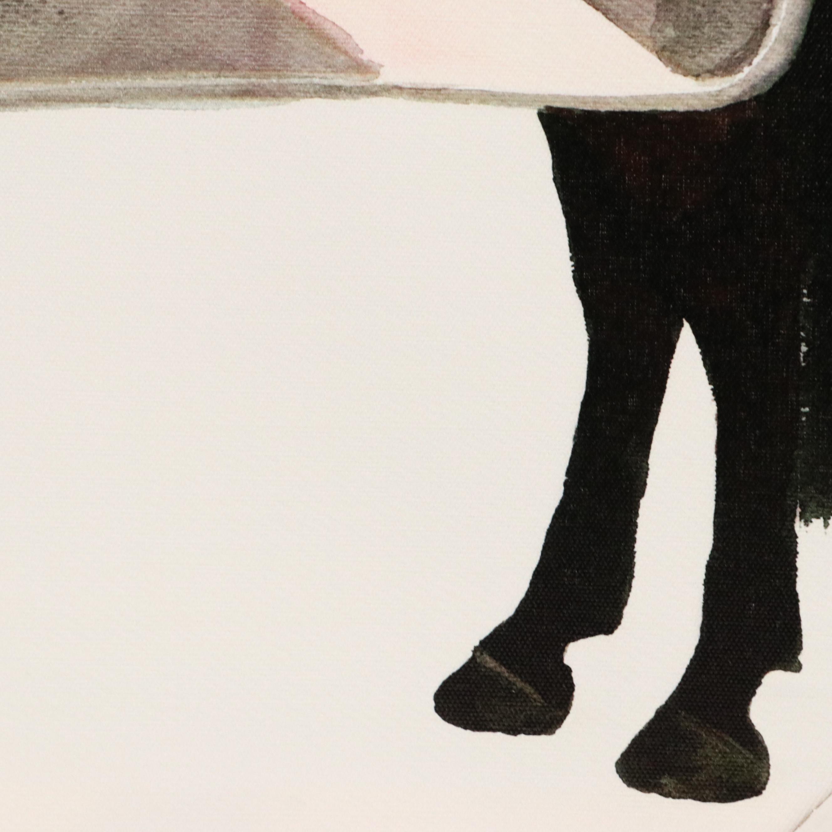 Giclée of Horse Wearing Grey and White Fleece, 21st Century