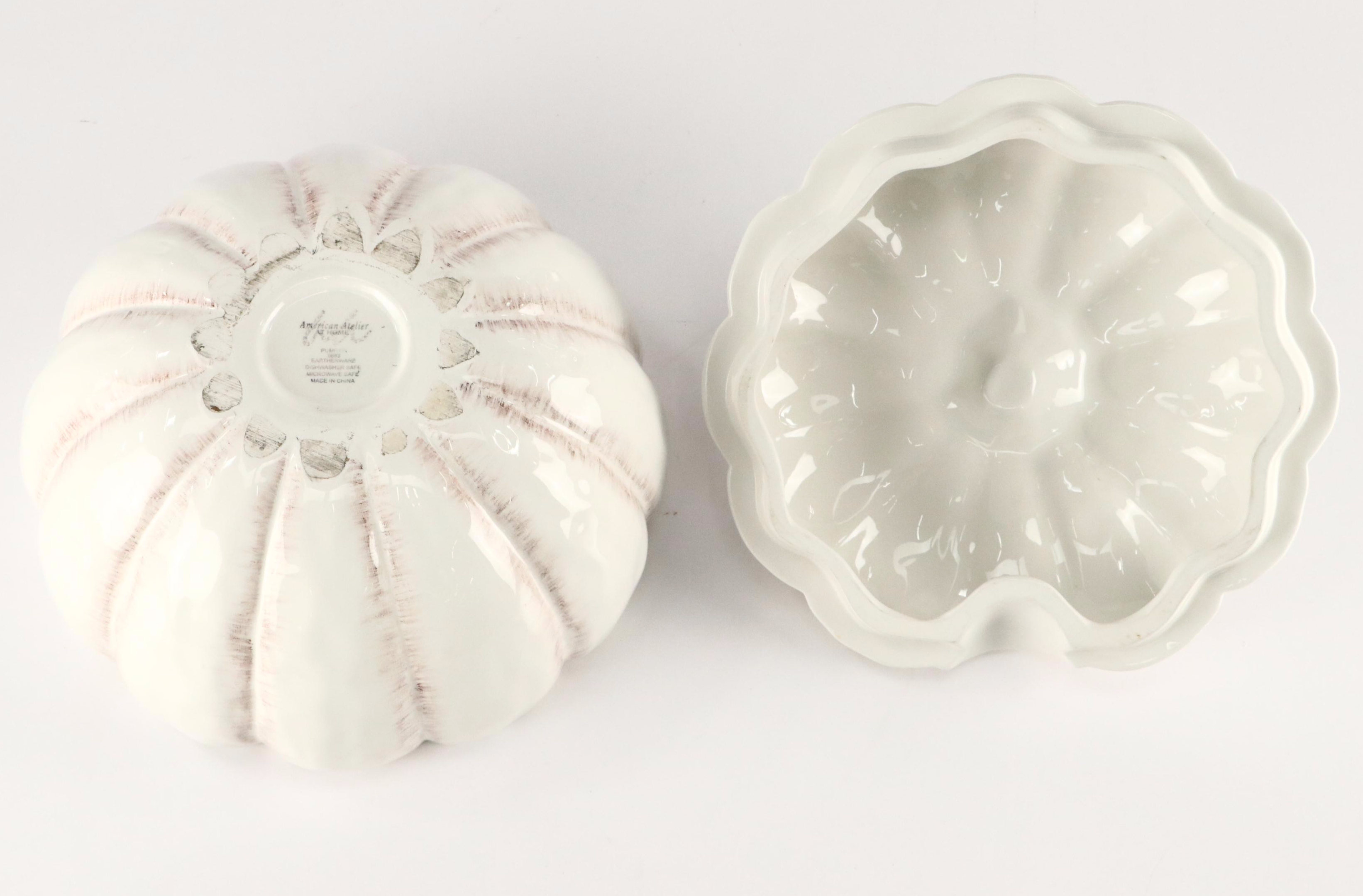 American Atelier "Pumpkin" White Earthenware Tureen with Ladle