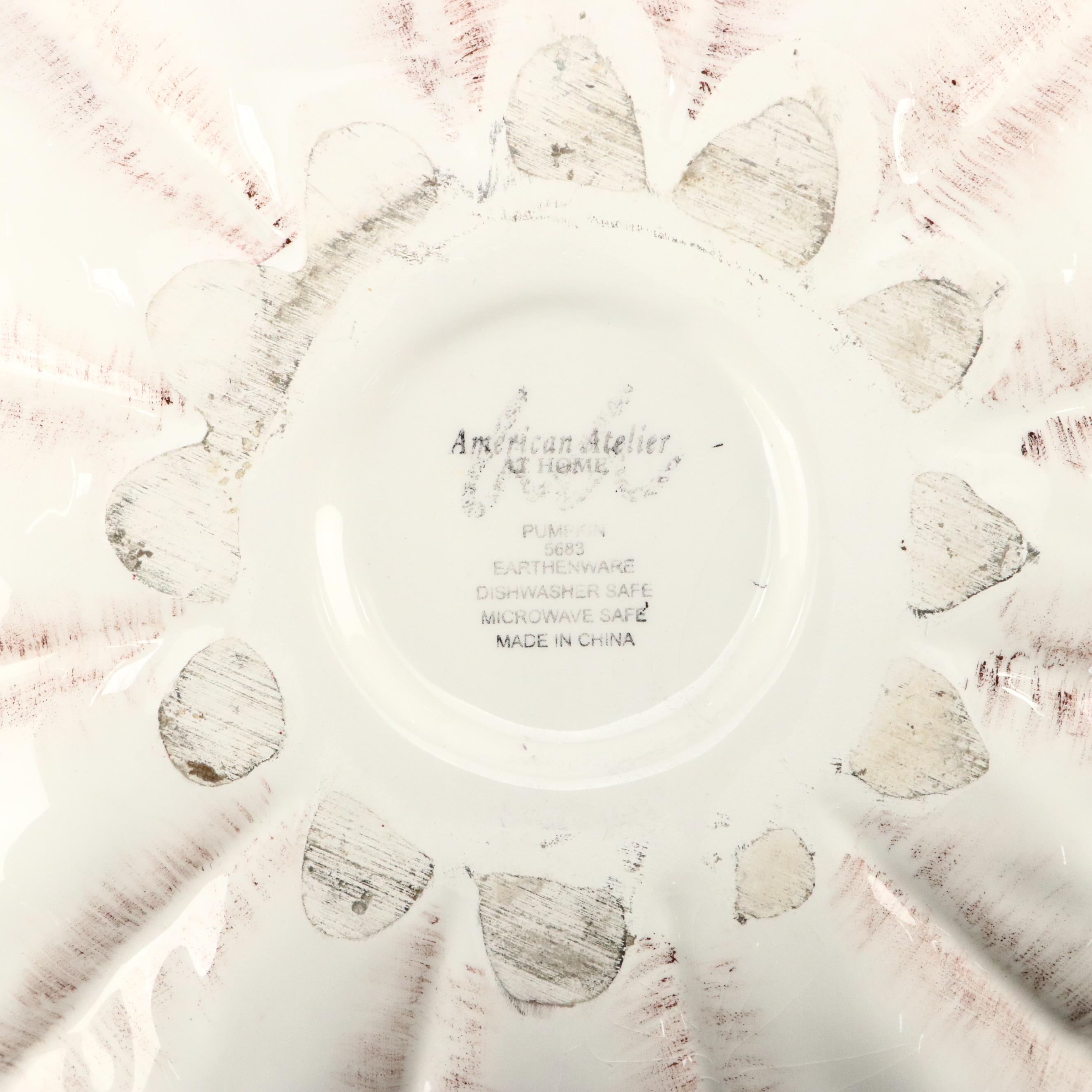 American Atelier "Pumpkin" White Earthenware Tureen with Ladle