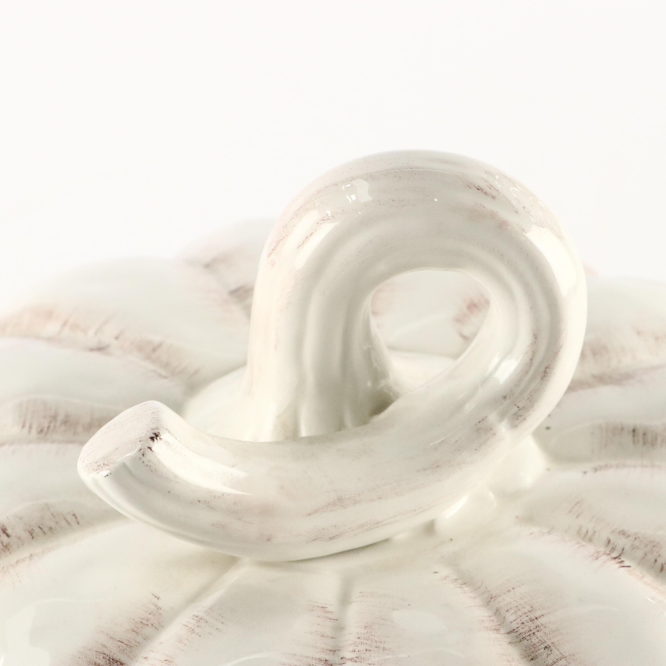 American Atelier "Pumpkin" White Earthenware Tureen with Ladle